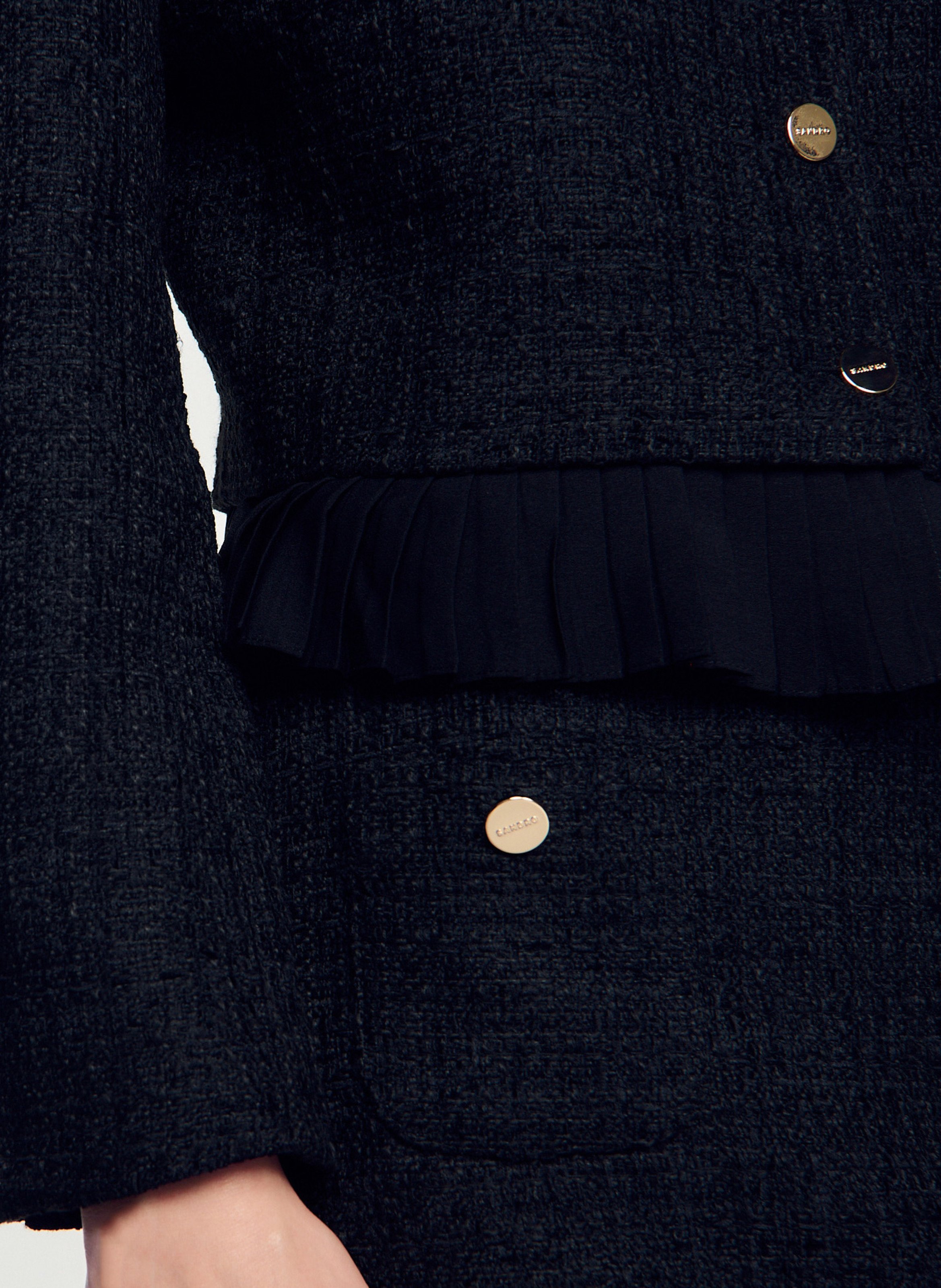 Veste droite en tweed SANDRO Noir