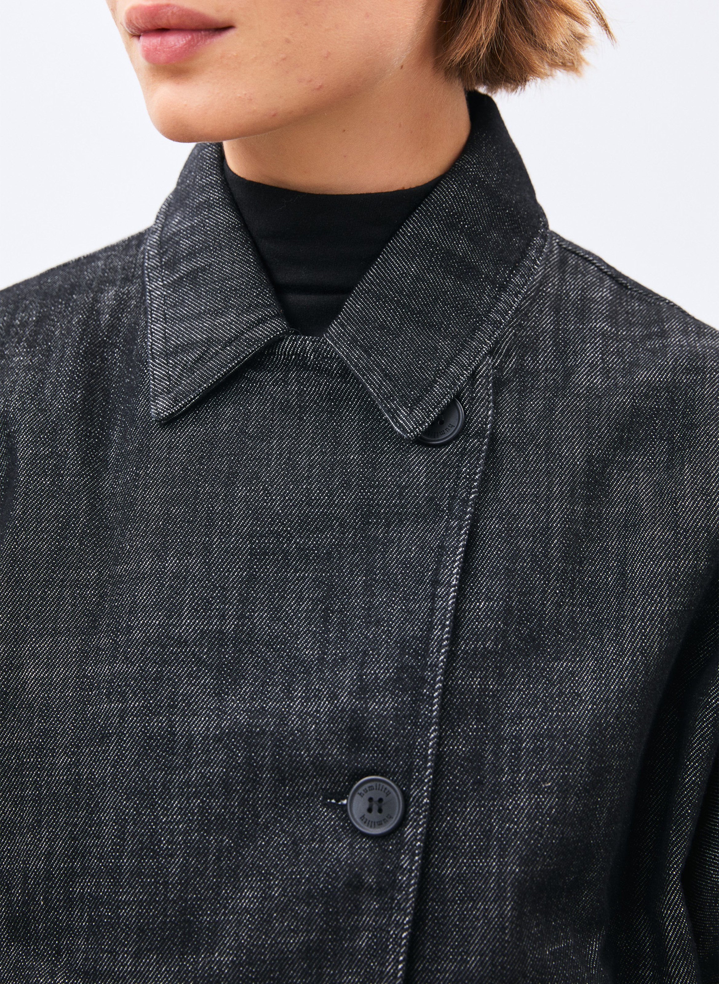 Jacke mit klassischem Baumwoll-Denim-Kragen HUMILITY Schwarz