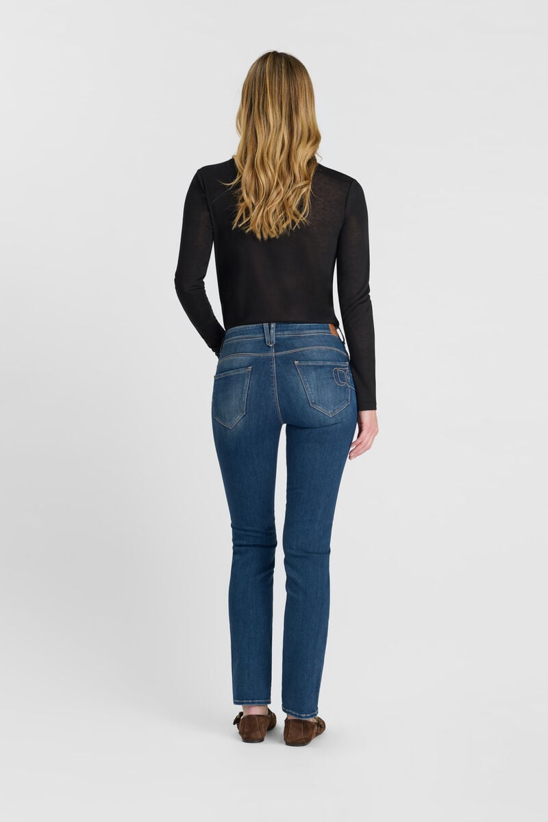 High-waisted straight-leg zip jeans LE TEMPS DES CERISES Blue