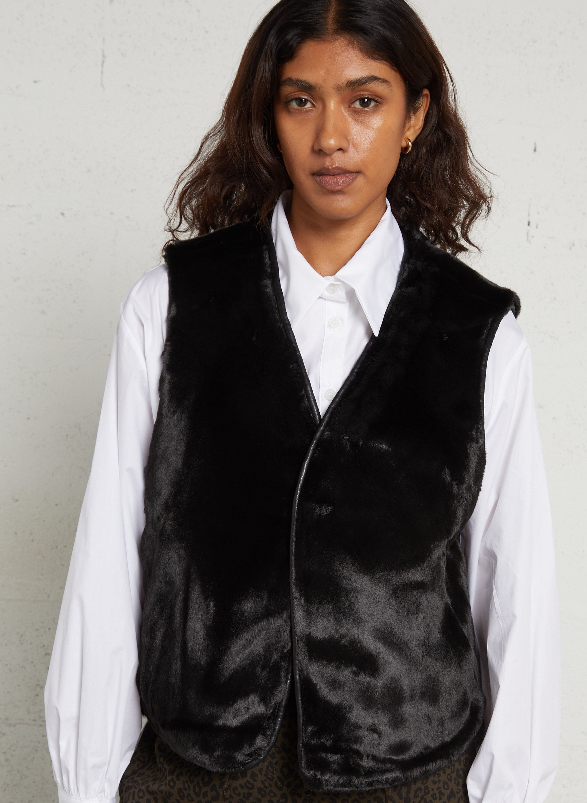 Gilet réversible sans manches brodé SEE U SOON Noir