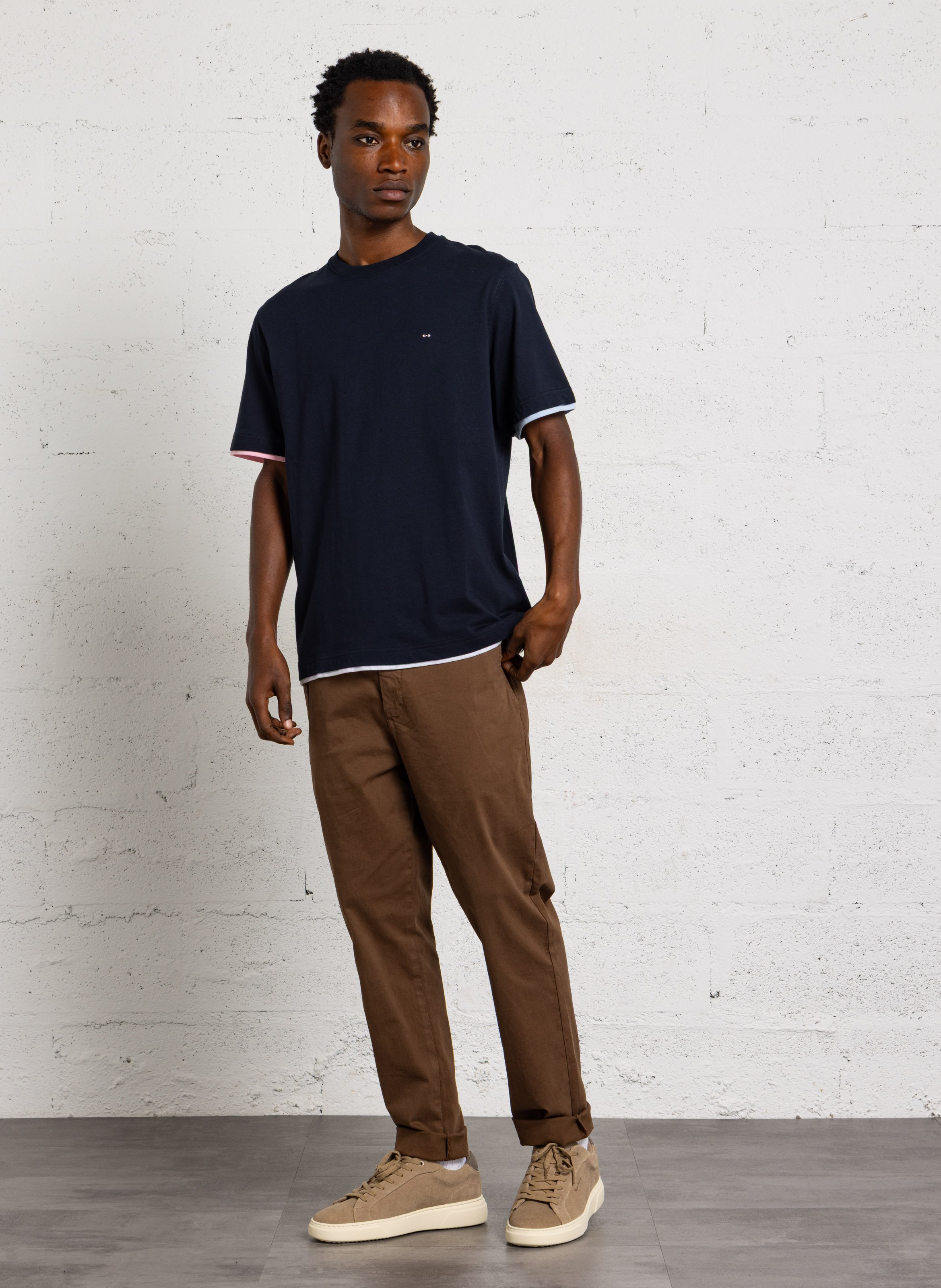 Tee-shirt col rond brodé  EDEN PARK Bleu