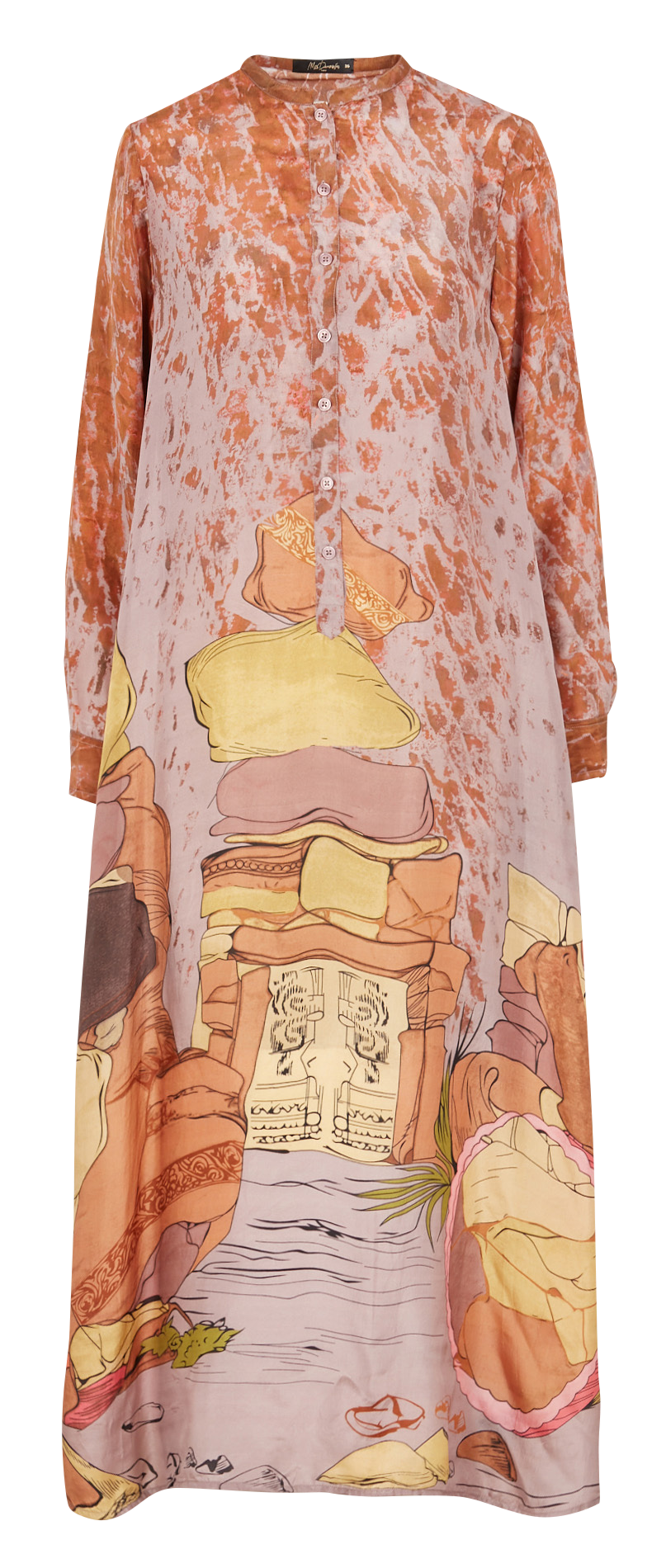 Robe chemise longue en soie imprimée MES DEMOISELLES Rose