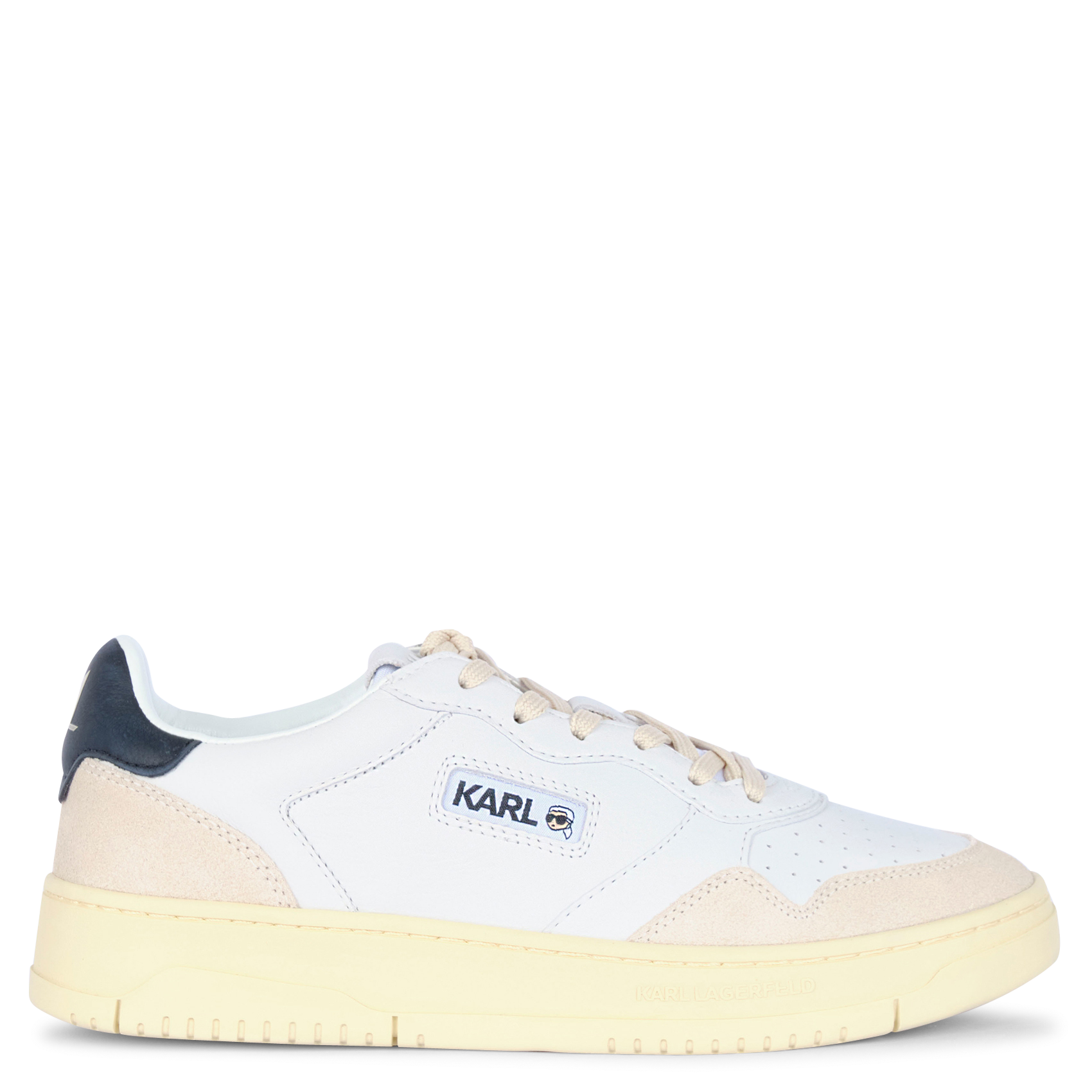 Bi-material leather trainers KARL LAGERFELD White