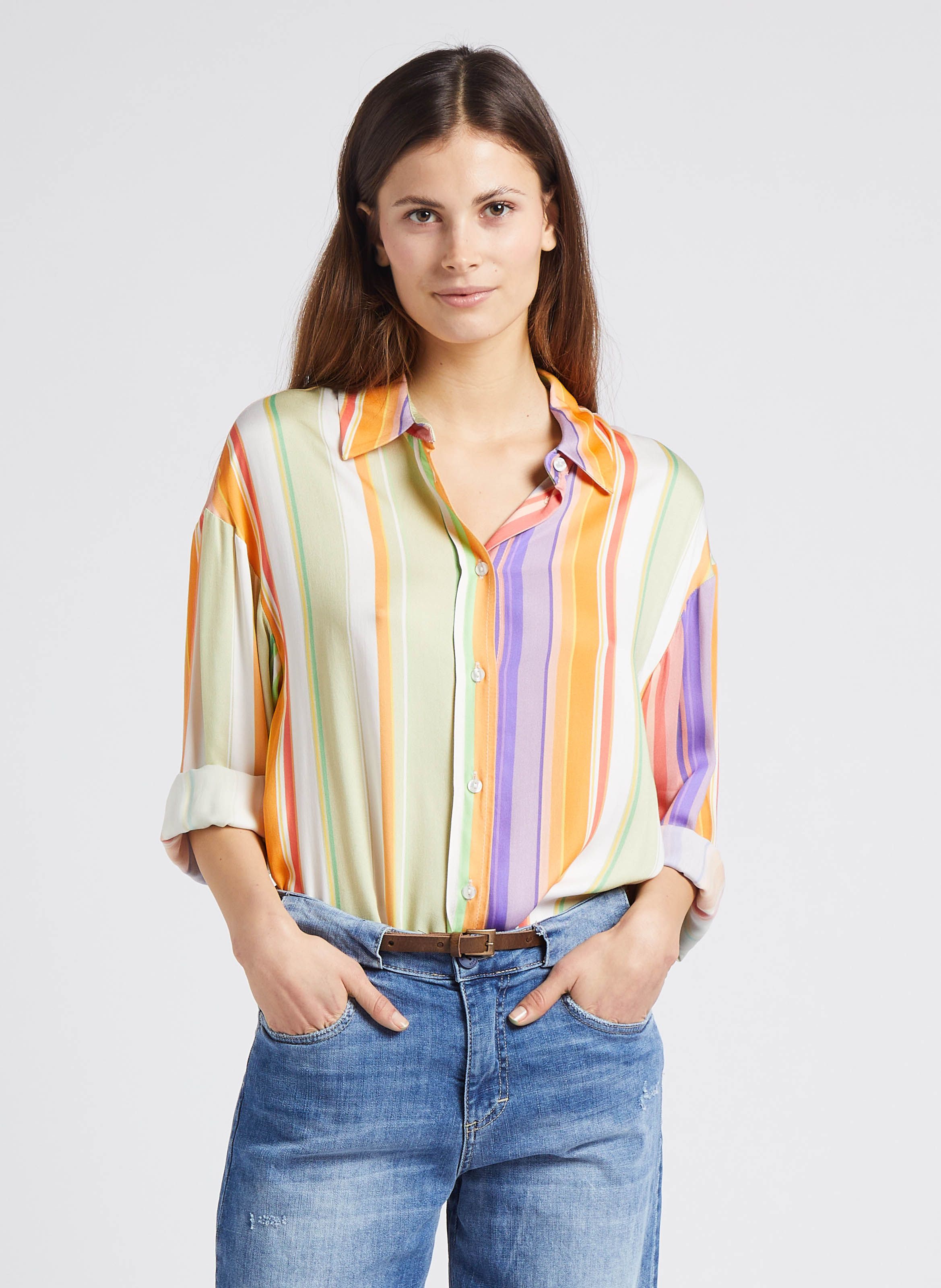 Chemise rayée 2025 multicolore femme