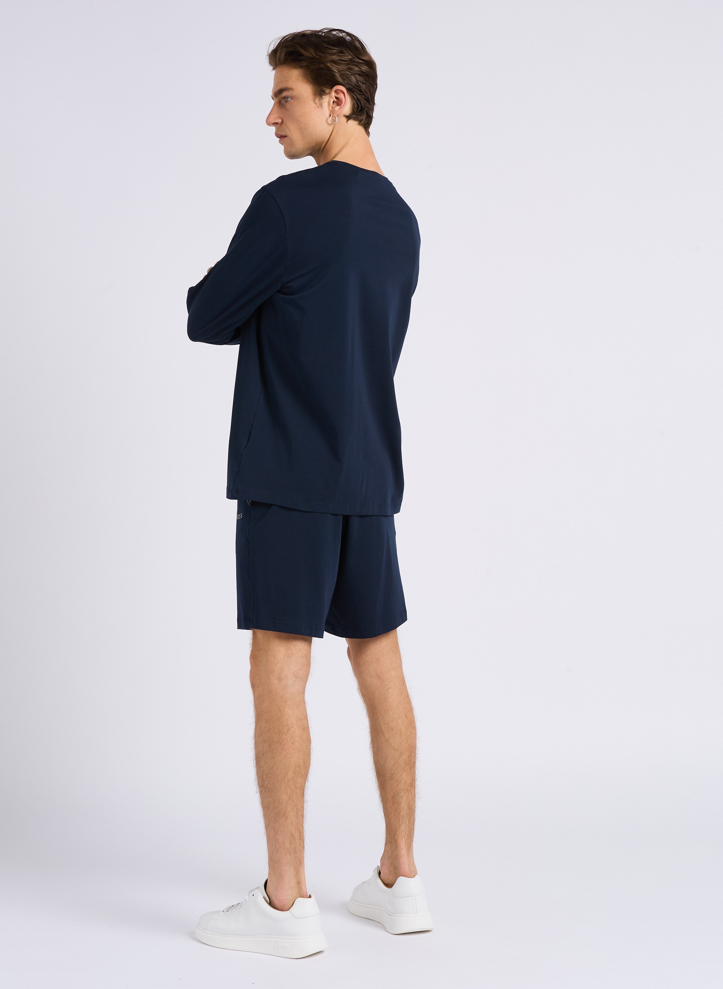 Cotton Long sleeve t-shirt with embroidered logo Blue