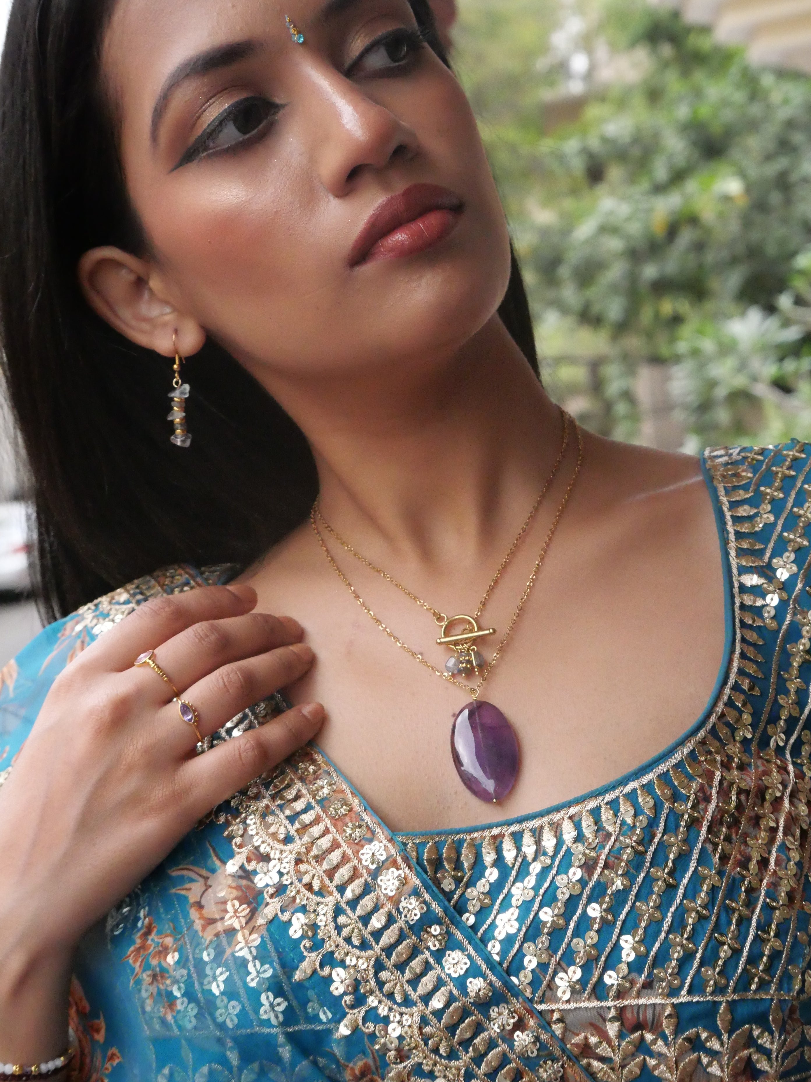 Labradorite necklace GINANDGER Grey