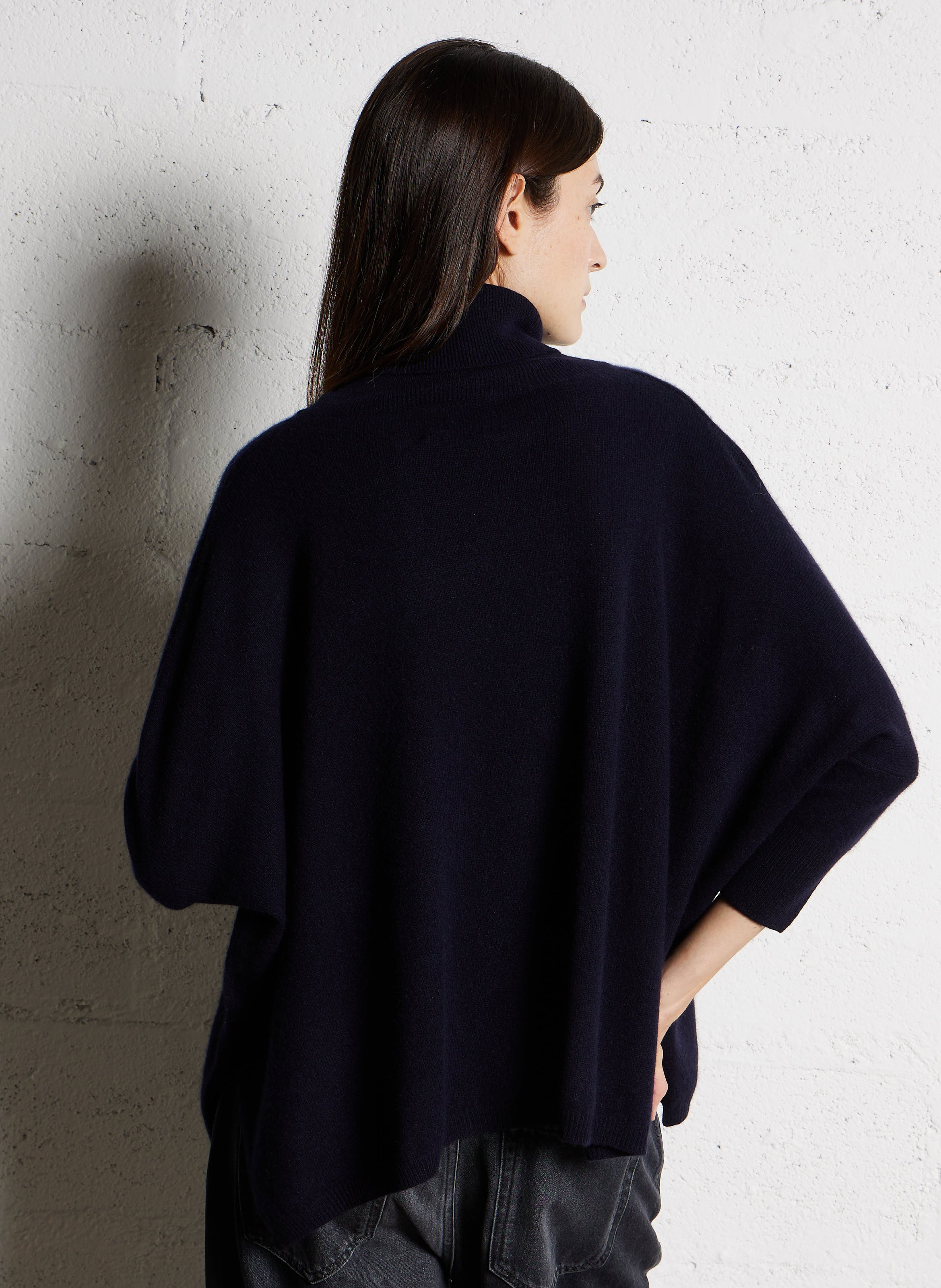 Pull col roulé en cachemire Bleu