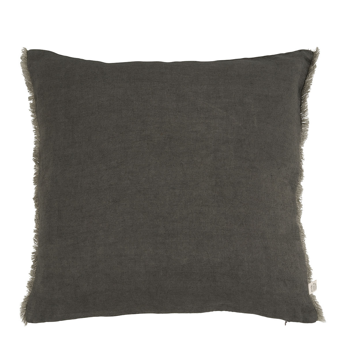 Plain washed linen cushion BLANC D'IVOIRE Grey