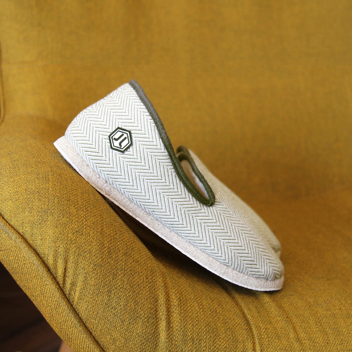 Fabric Charentaise slippers JULES & JENN Green