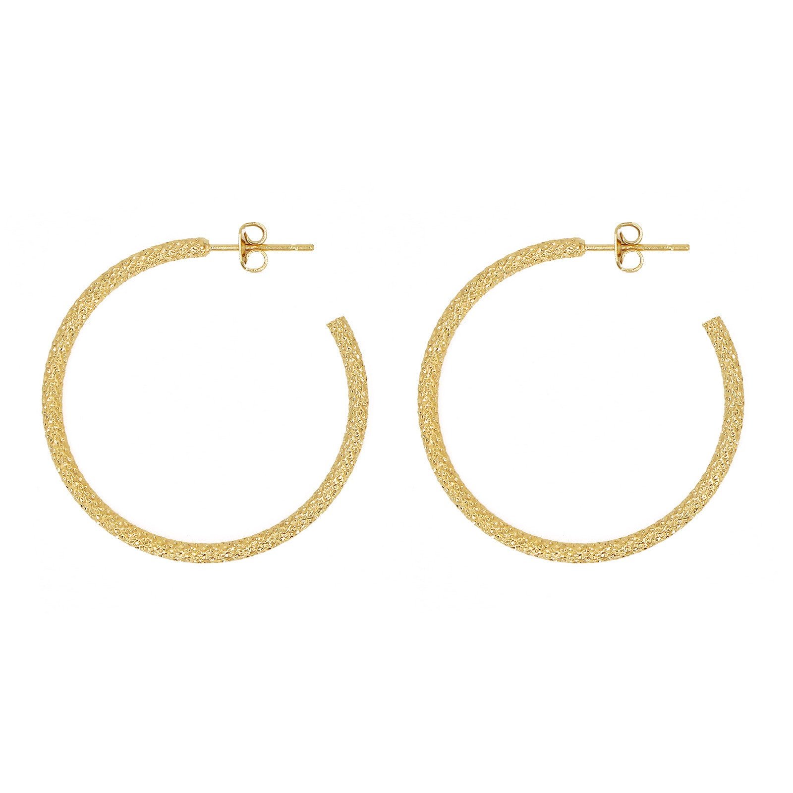 Diamond-cut hoops in gold plated with fine gold NILAI Golden