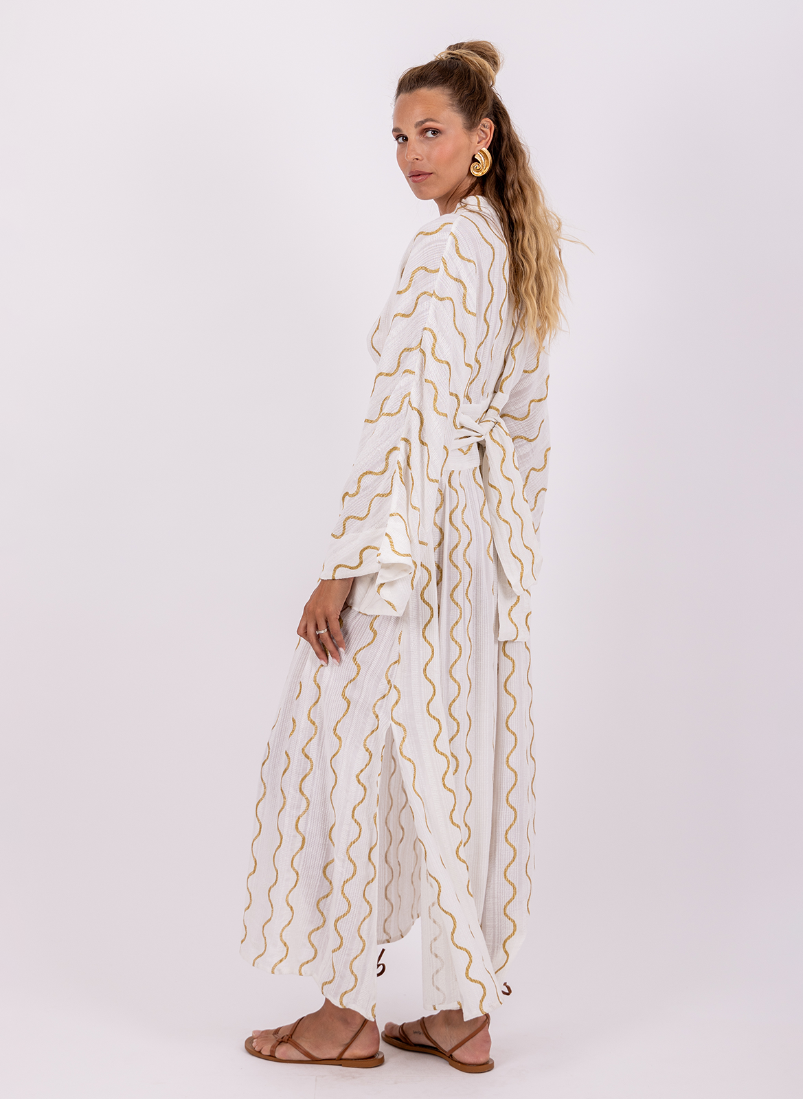 Robe longue large col V en coton SUNDRESS Blanc