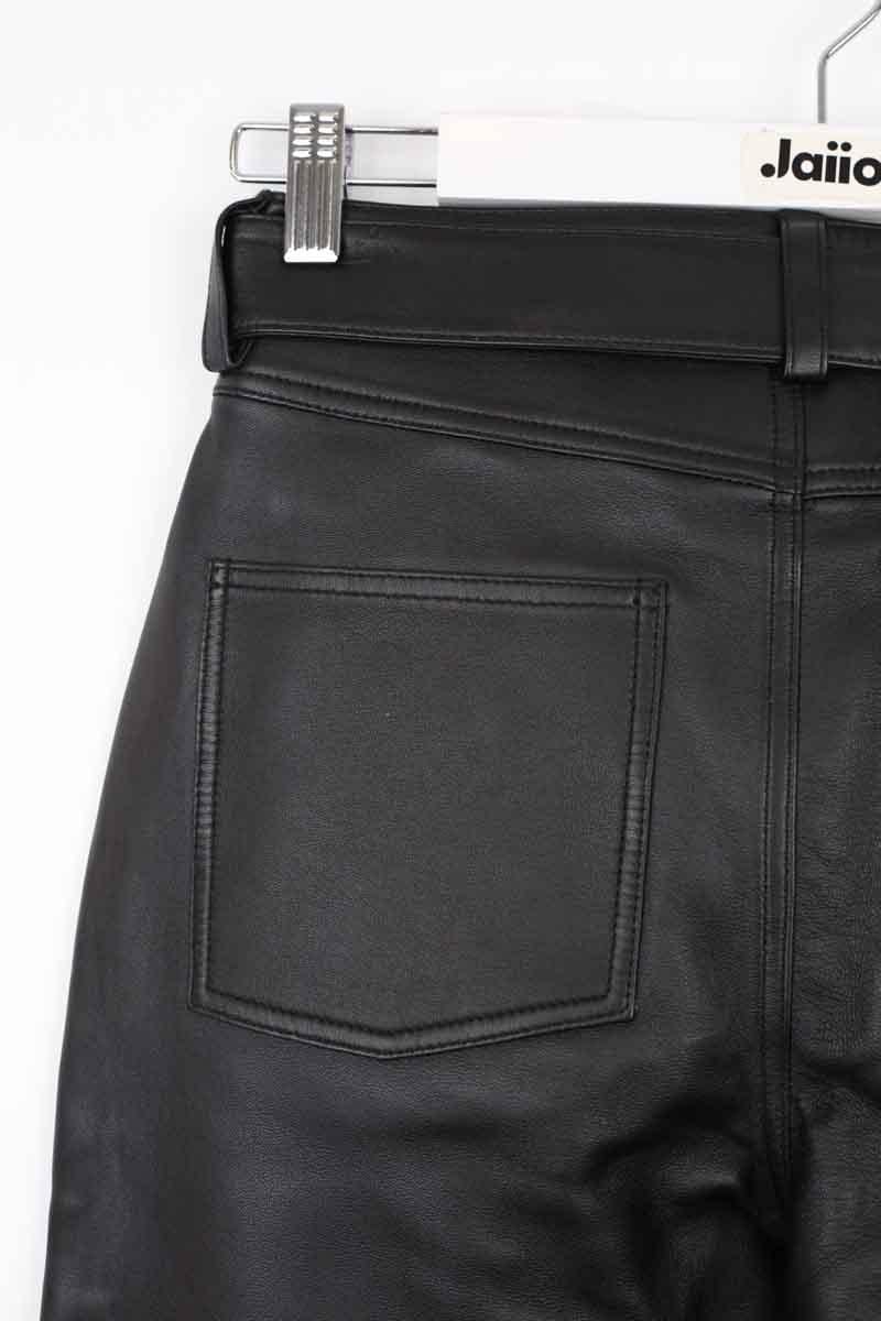 Straight leather pants Black