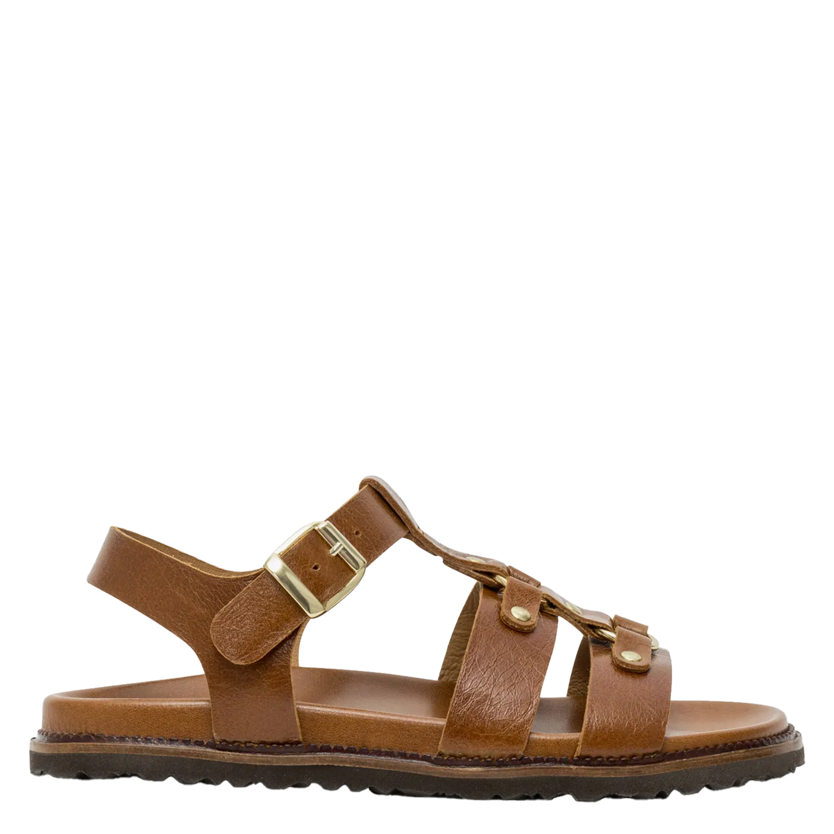 Avarca Berlin - Flache Ledersandalen mit Samt BOCAGE Braun