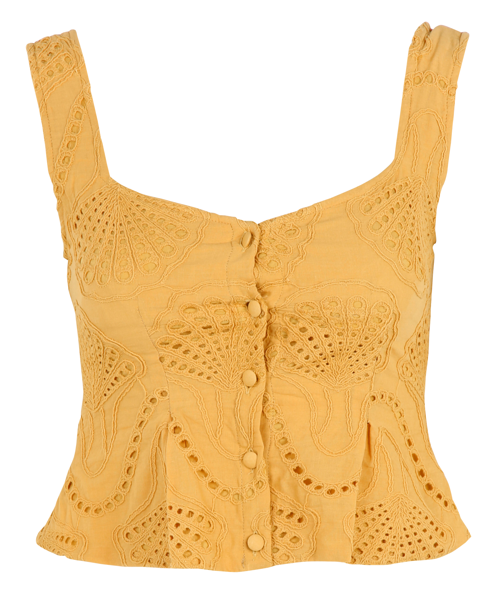 Square-neck cotton-blend top SOPHIE+LUCIE Yellow