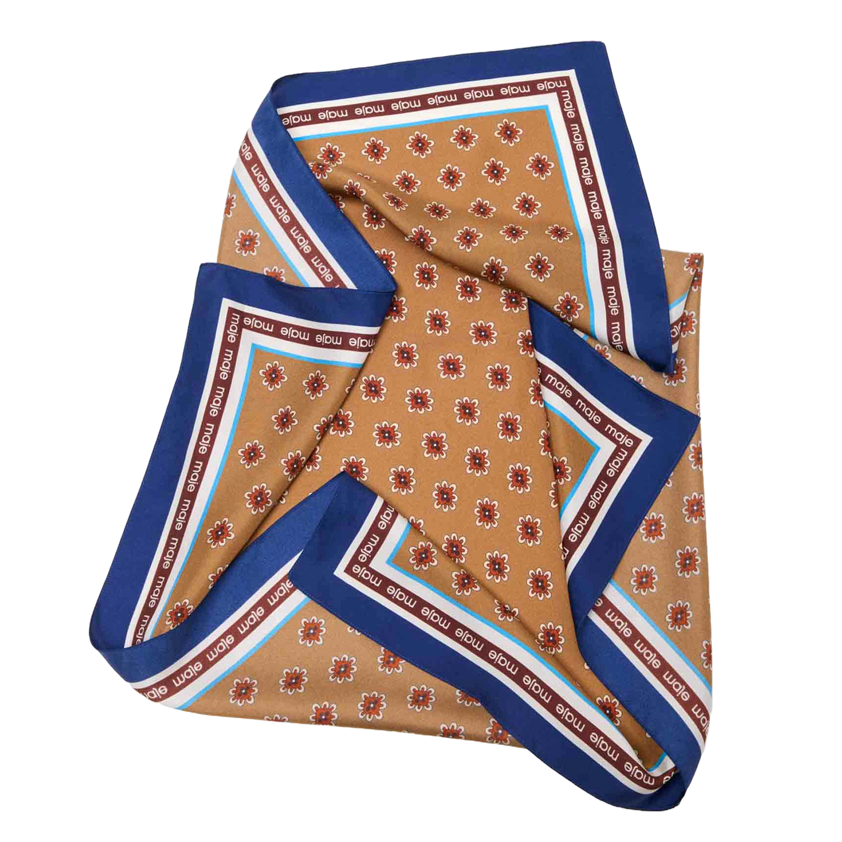 Aclaudie screen-printed silk scarf MAJE Brown
