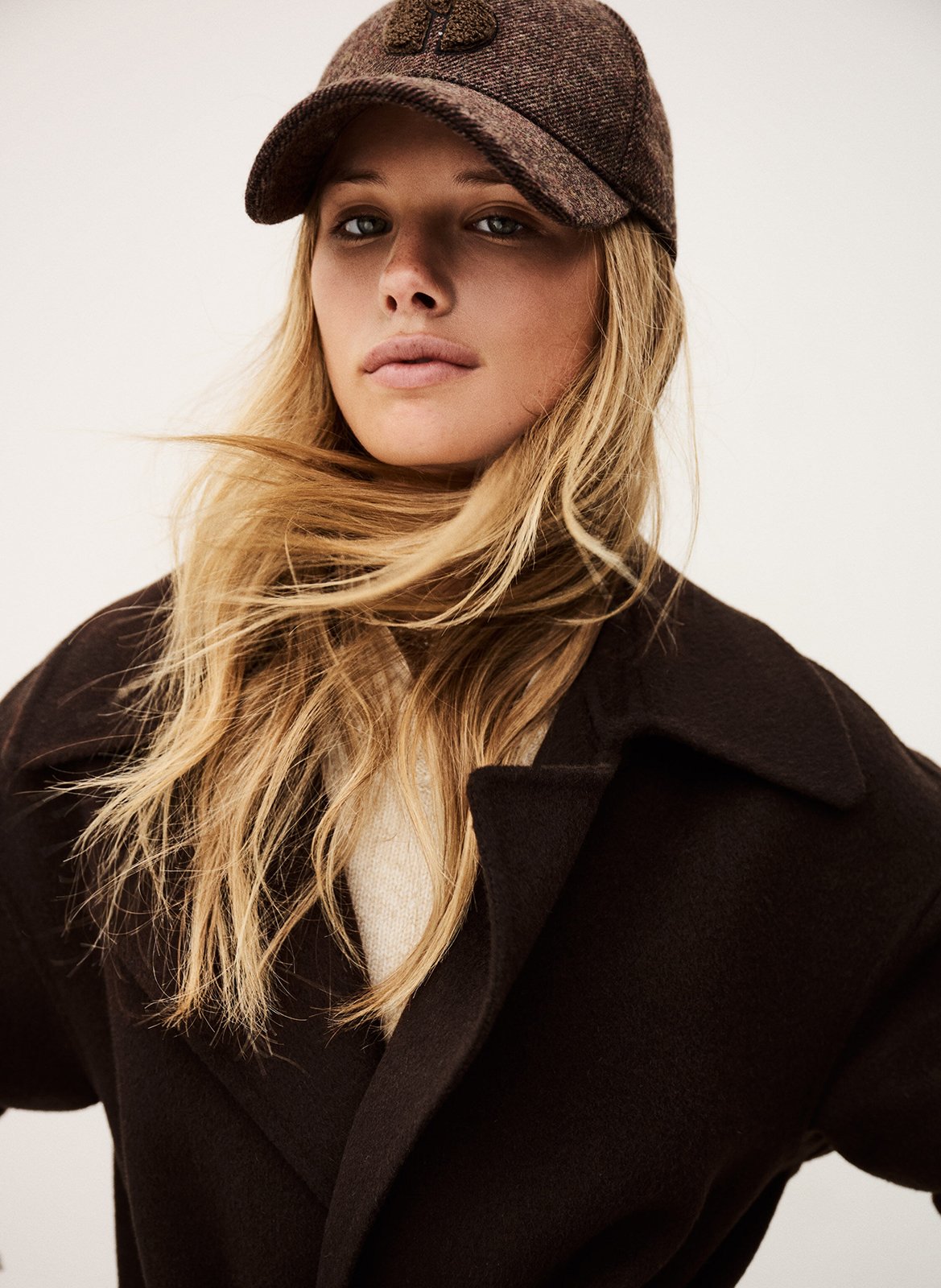 Lange jas van gemengde wol BA&SH Bruin