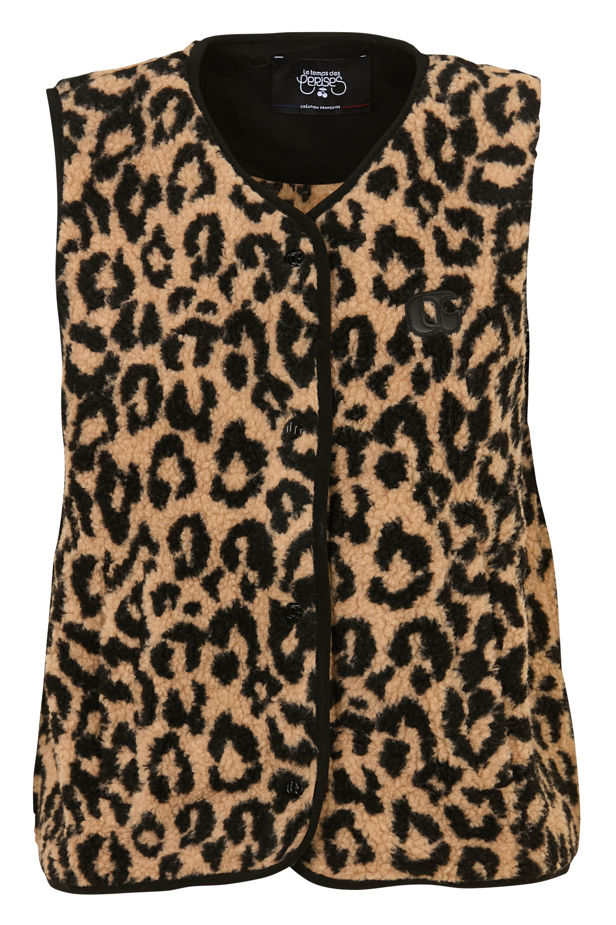 Veste droite col V imprimée LE TEMPS DES CERISES Marron