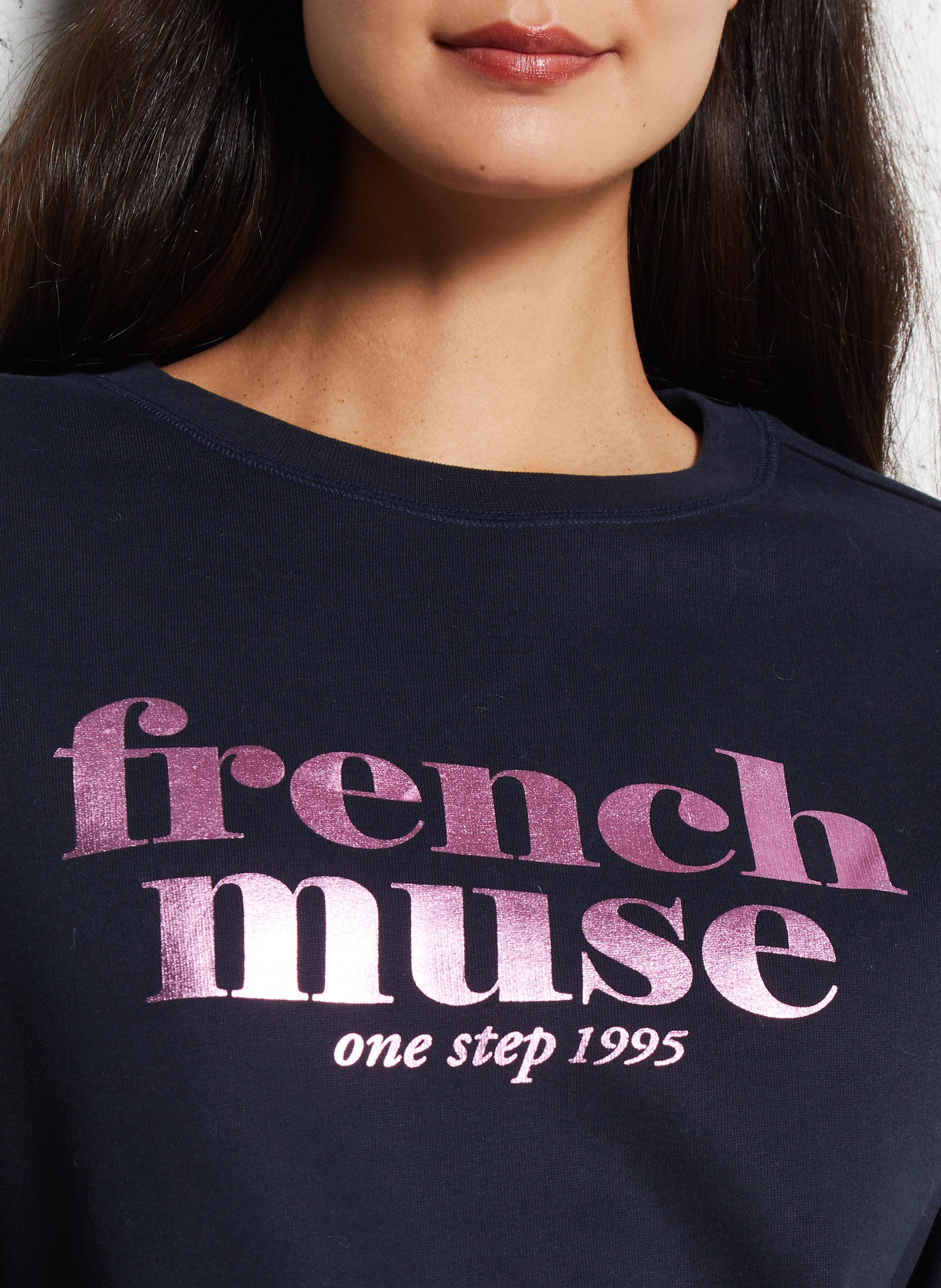 Sweat droit sérigraphié ONE STEP Bleu