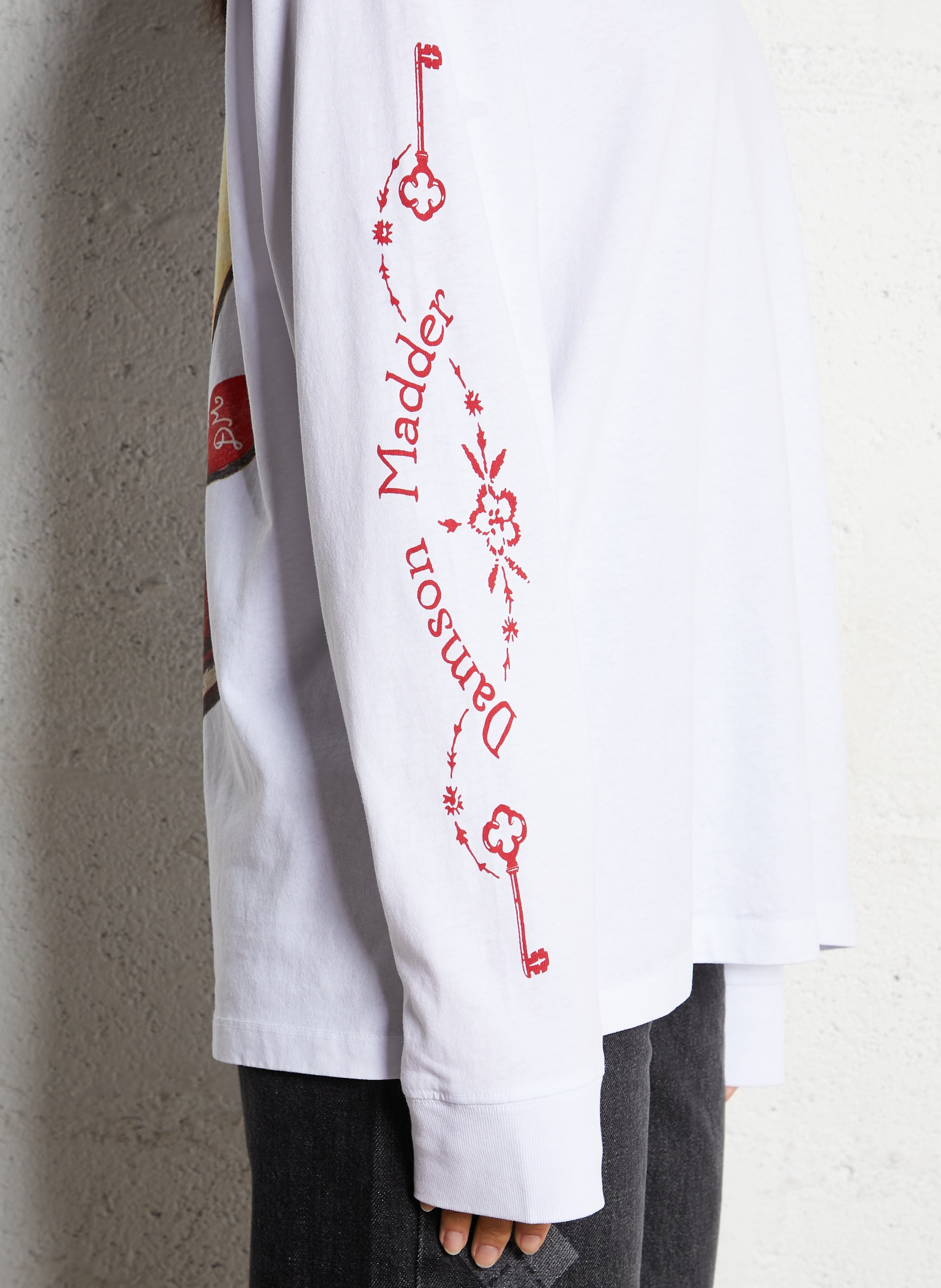 Gerader Rundhalsausschnitt mit bedrucktem Rücken-T-Shirt DAMSON MADDER Weiss