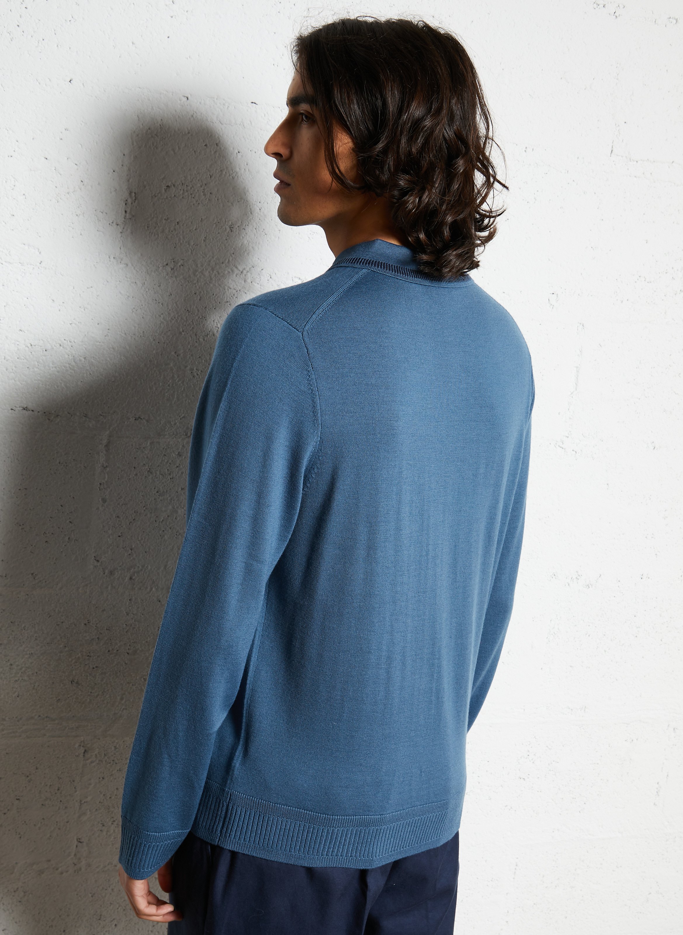 Straight-leg wool polo shirt PAUL SMITH Blue