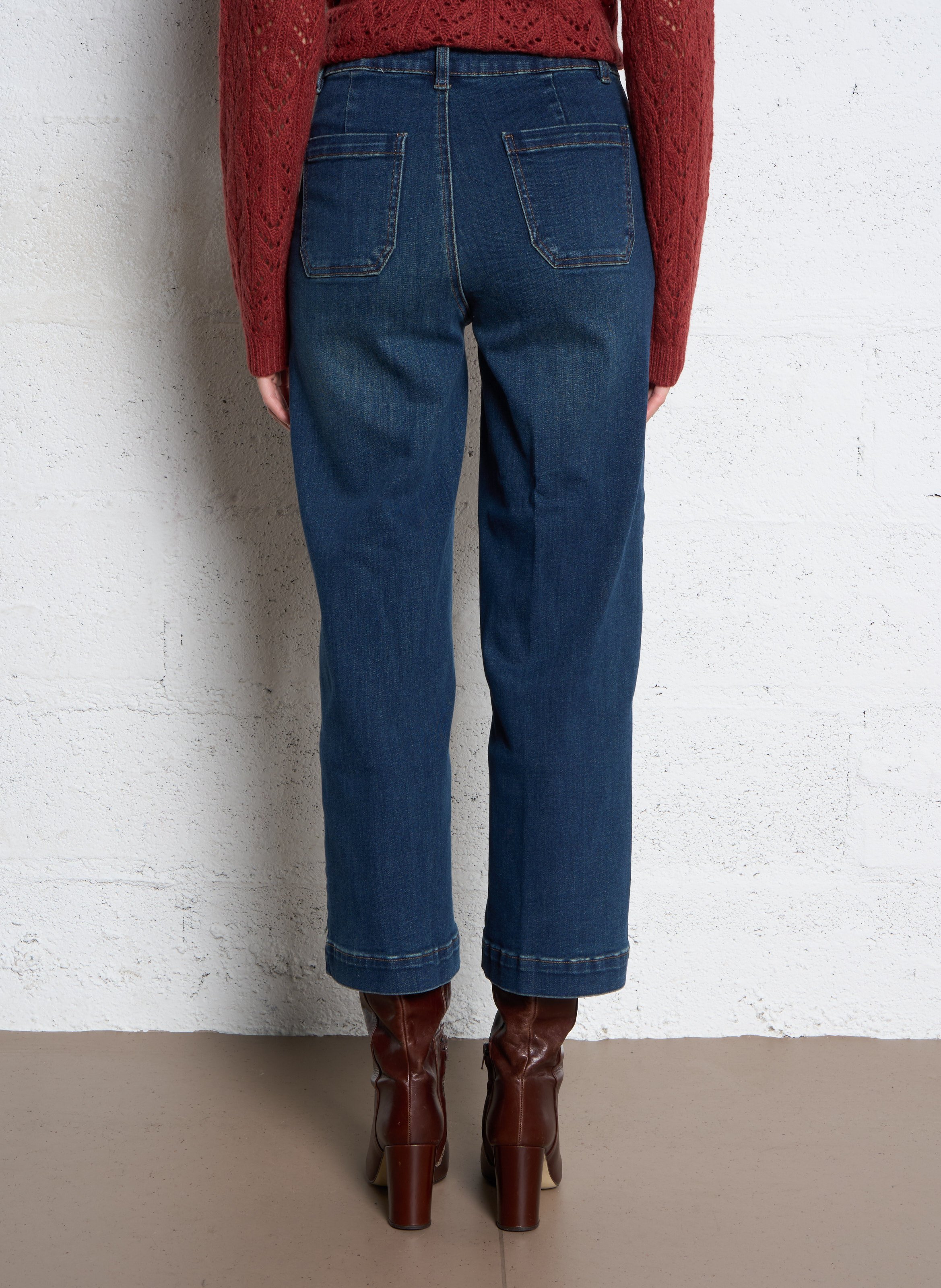 Gekürzte ausgestellte Jeans aus Baumwollmischung MAISON 123 Blau