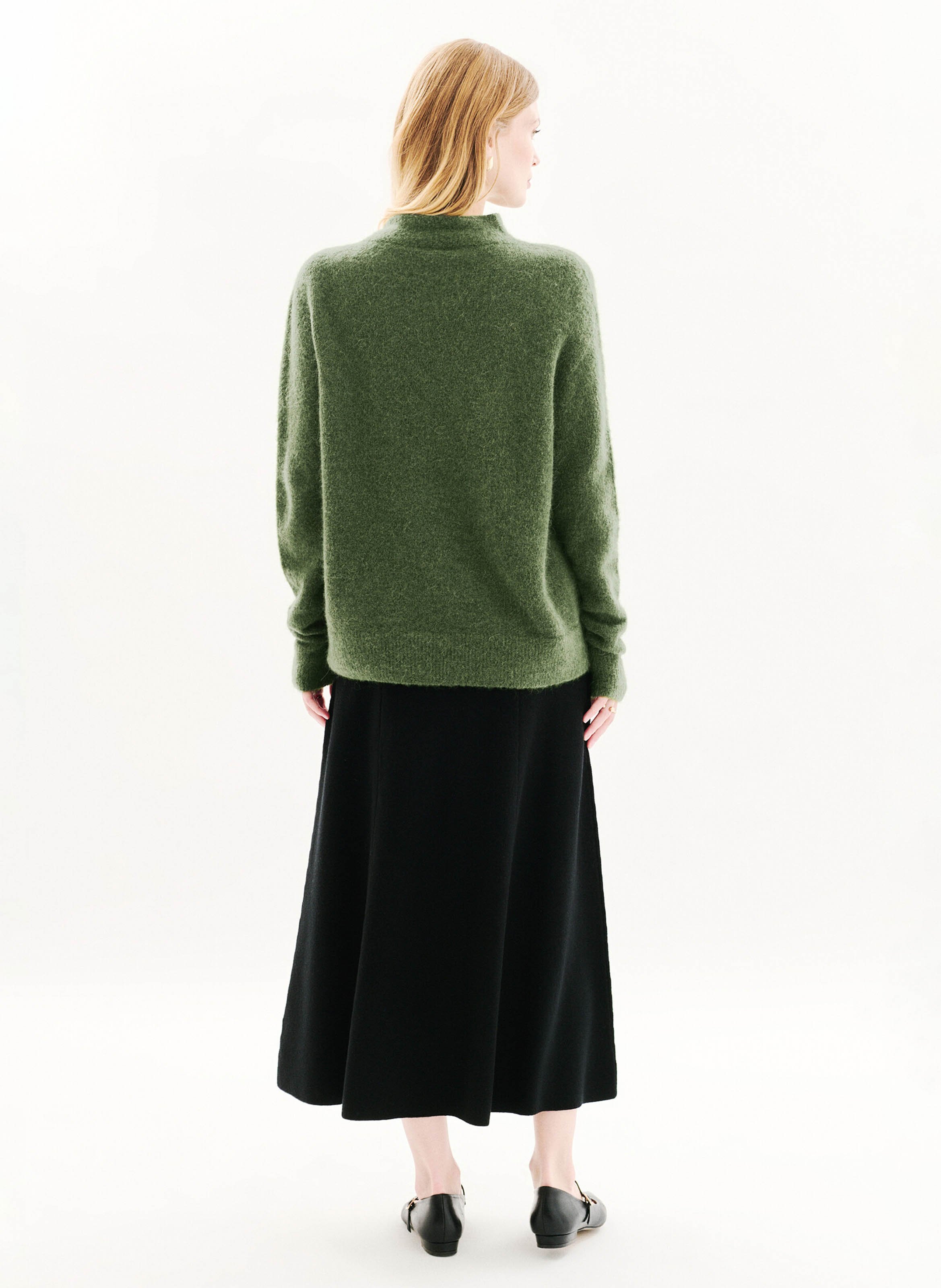 Pull droit col montant en maille CAROLL Vert