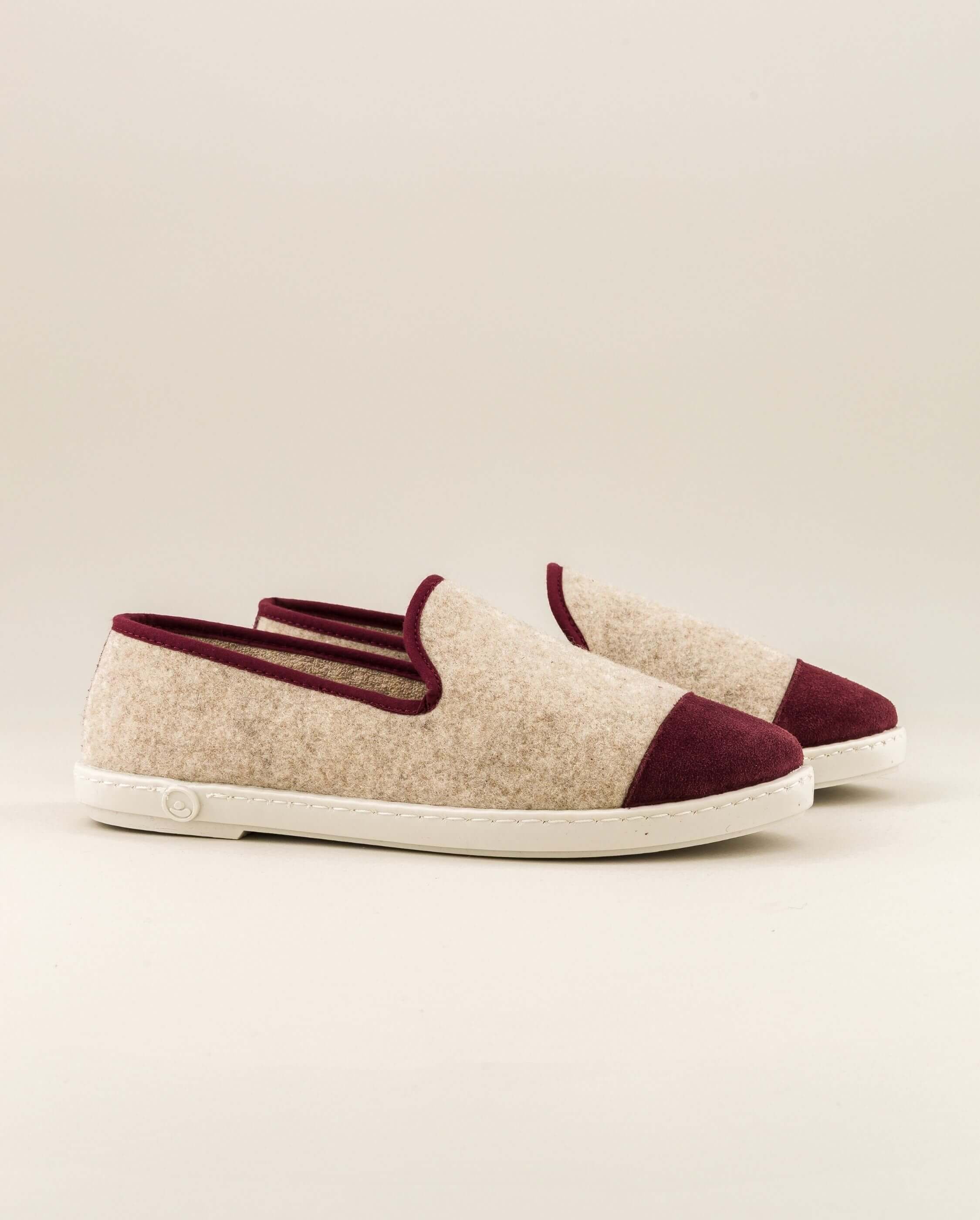 Women's wool slipper, beige bordeaux ANGARDE Beige