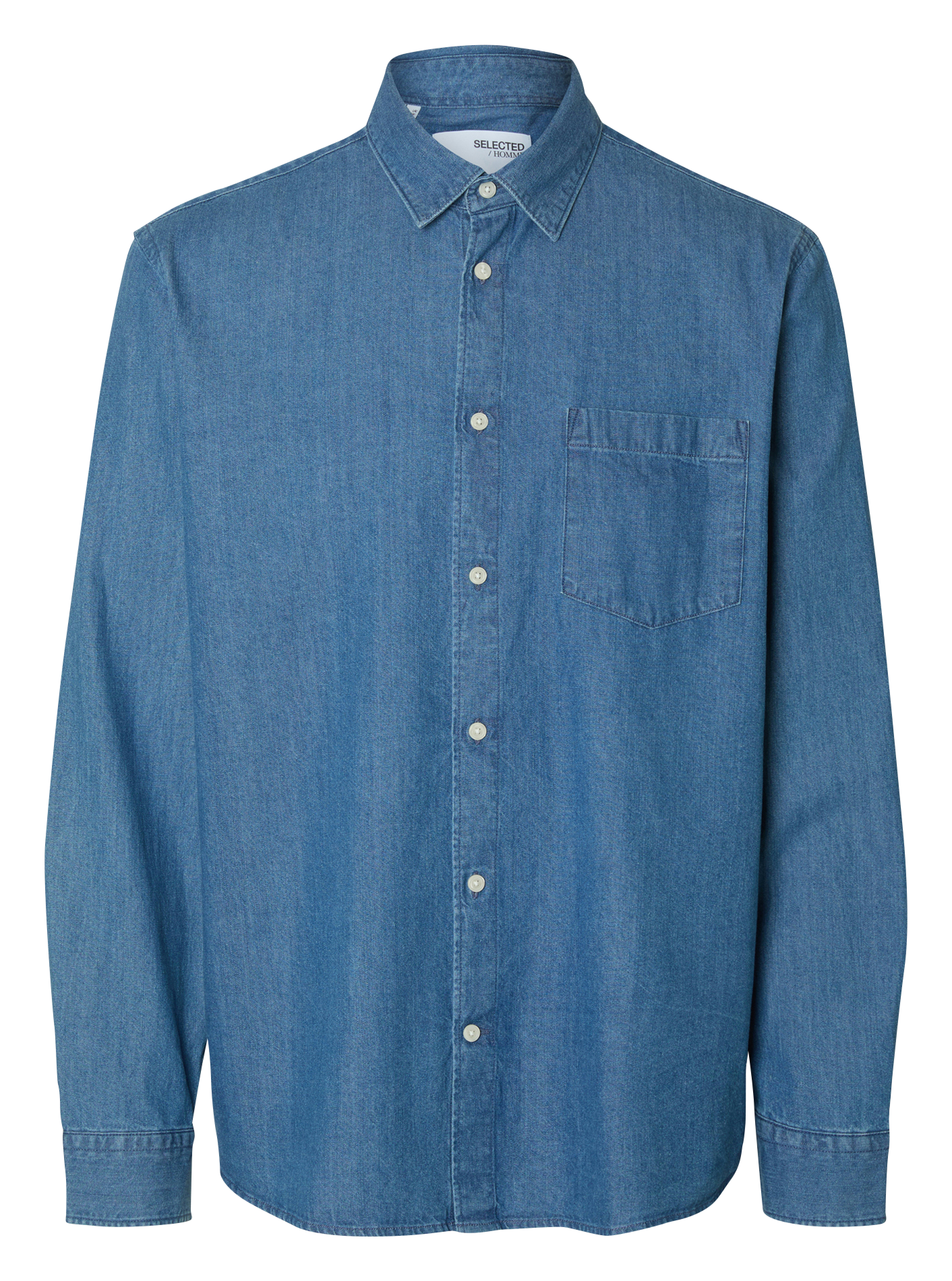 Gerade geschnittenes Hemd aus Bio-Baumwolle SELECTED Blau