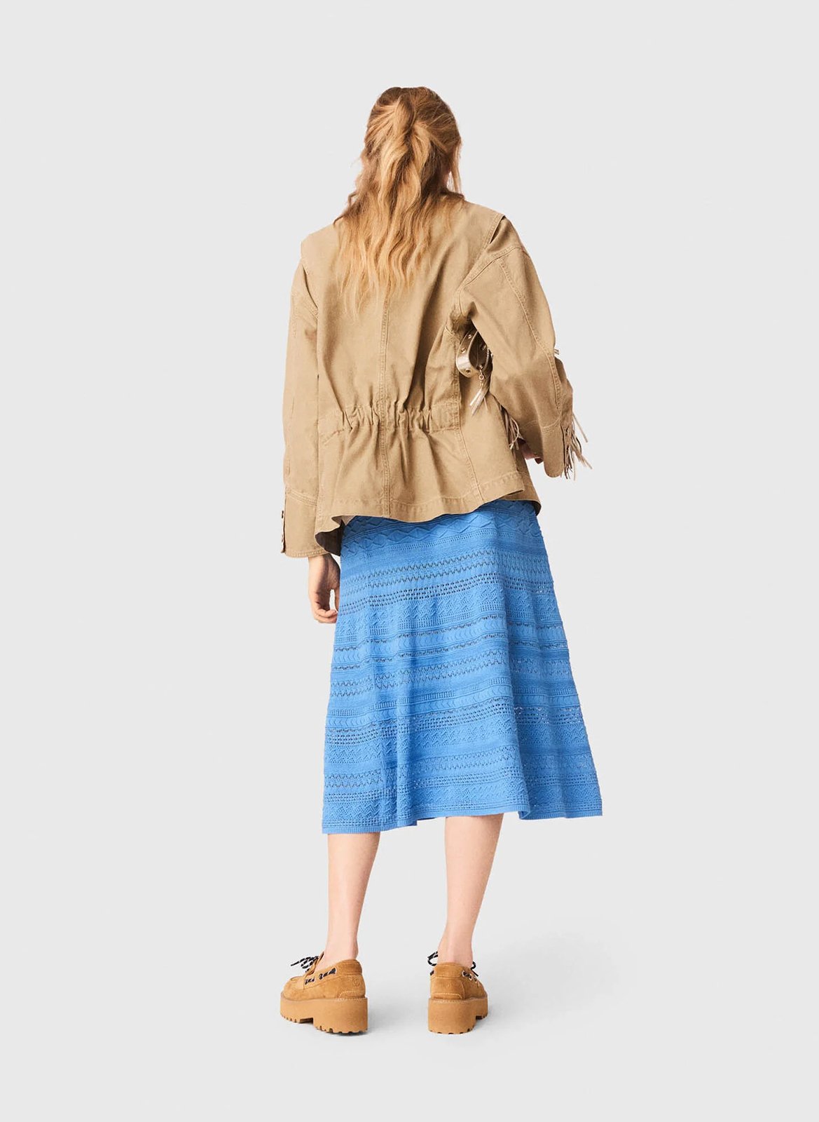 Straight jacket with ruched back and button closure in a solid color MAJE Beige