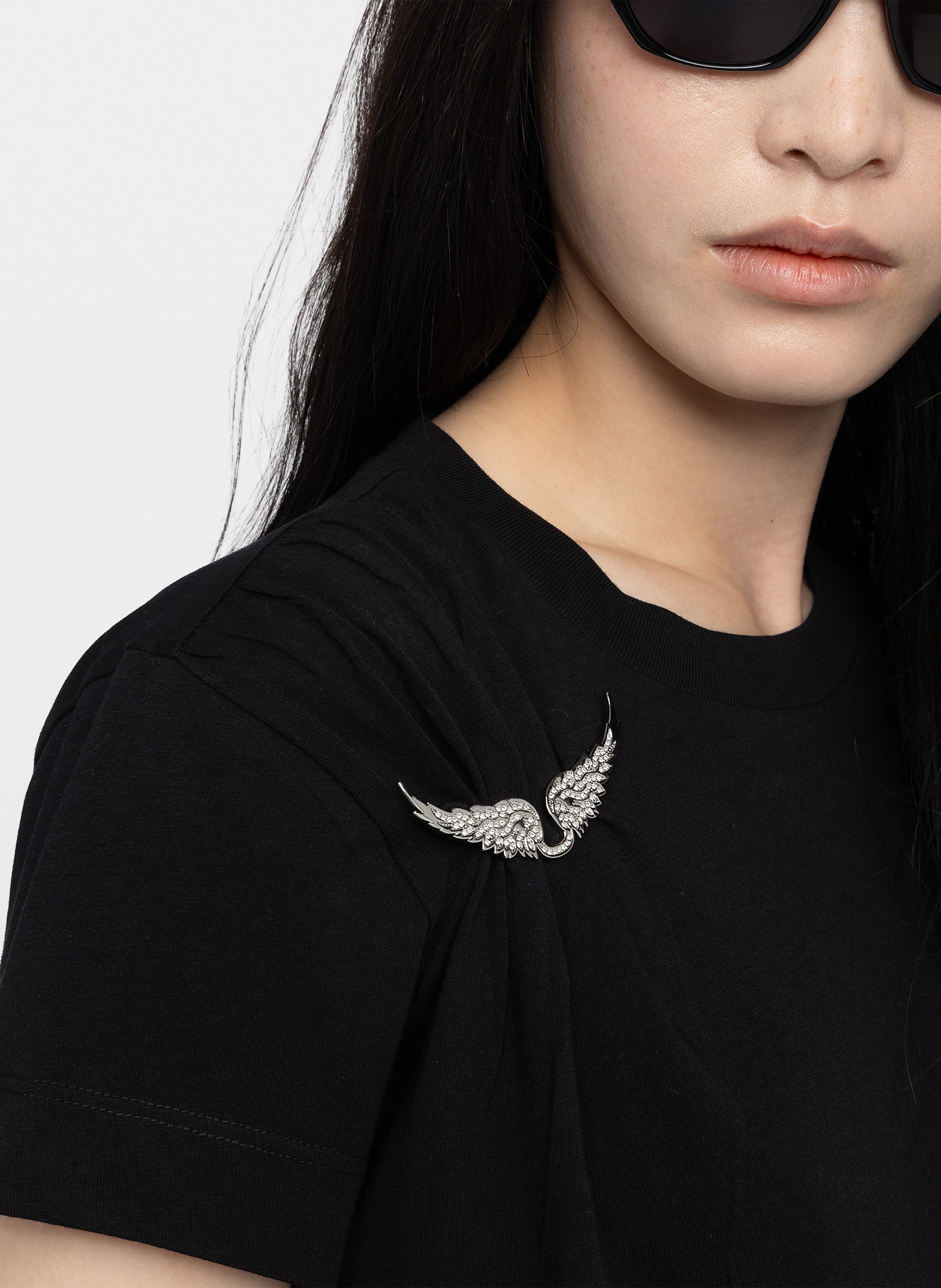 Tee-shirt droit col rond en coton ZADIG&VOLTAIRE Noir