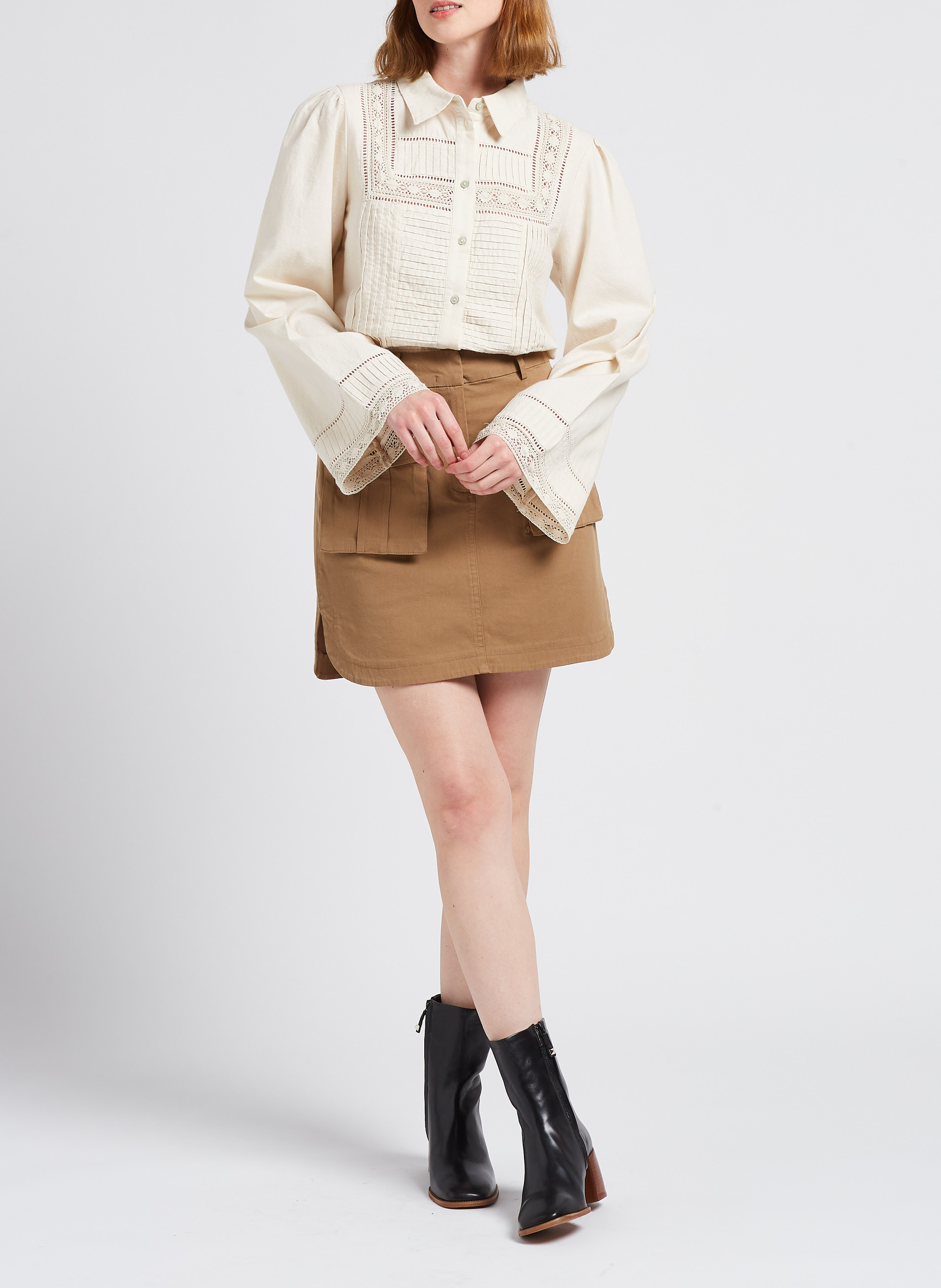 Chemise col classique ample VILA Beige