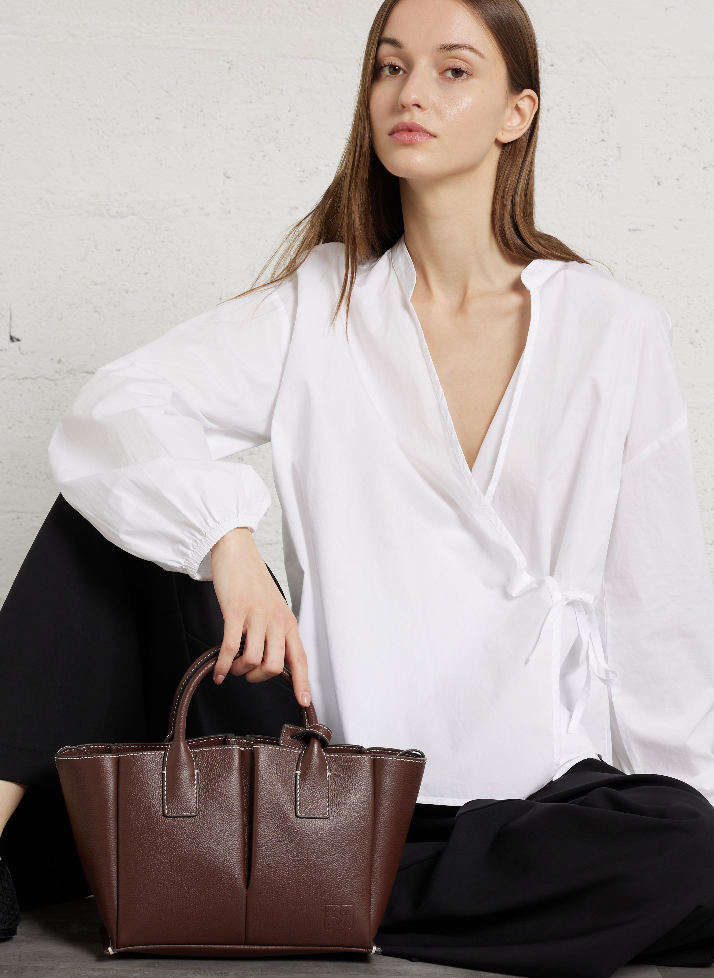 Sac porté main en cuir LE TANNEUR Marron