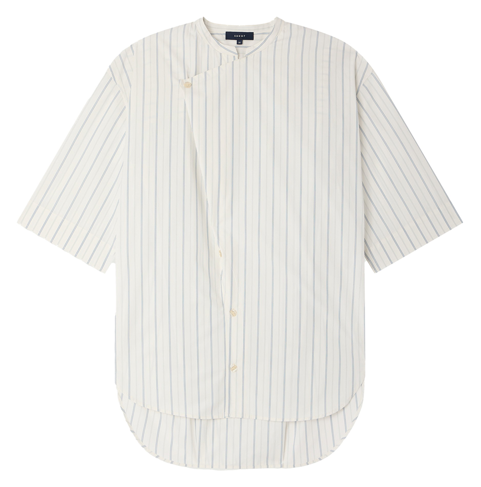 Oversize Rundhalsbluse aus gestreifter Baumwolle SOEUR Beige