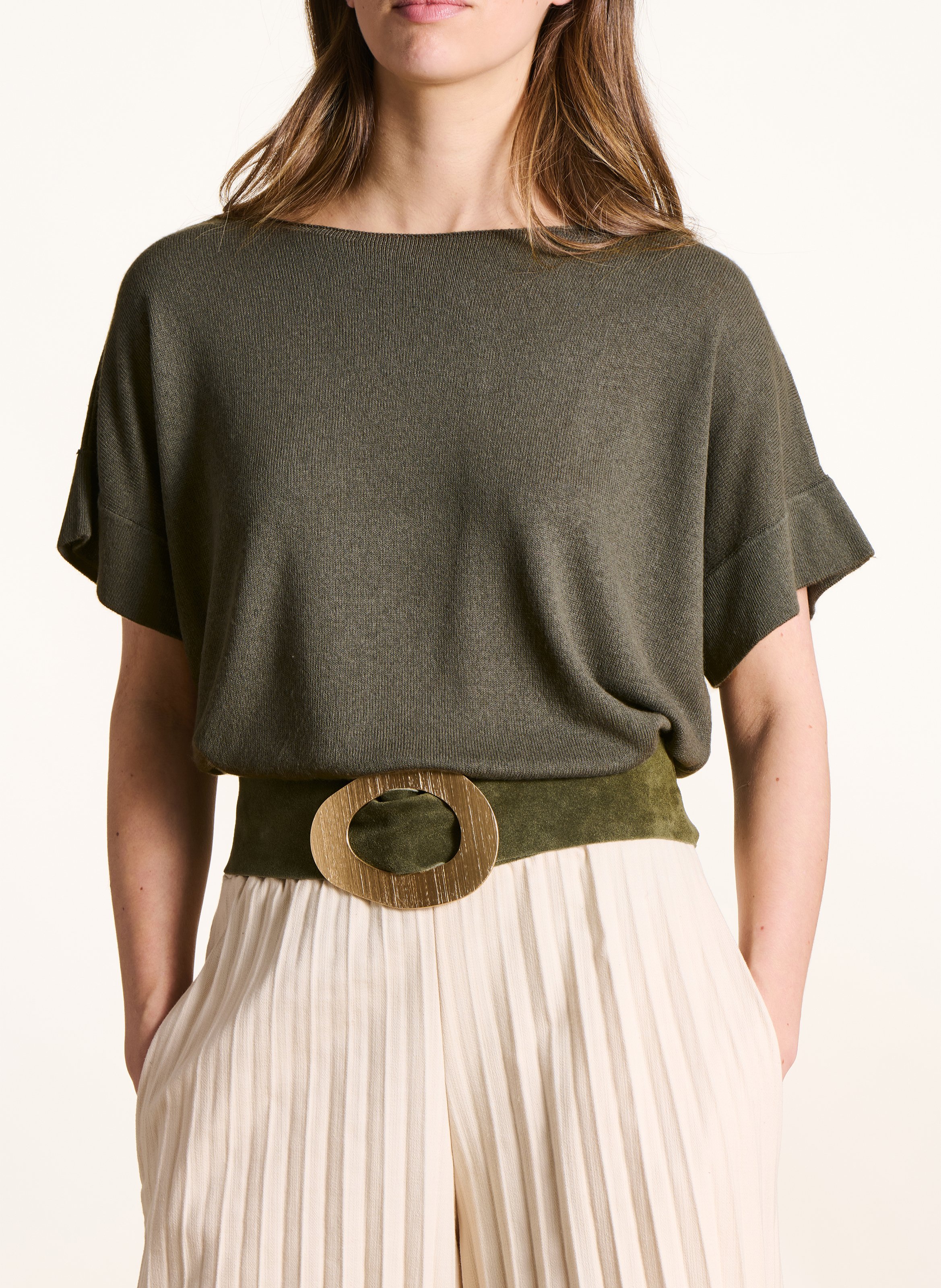 Ceinture large en cuir LA FEE MARABOUTEE Vert