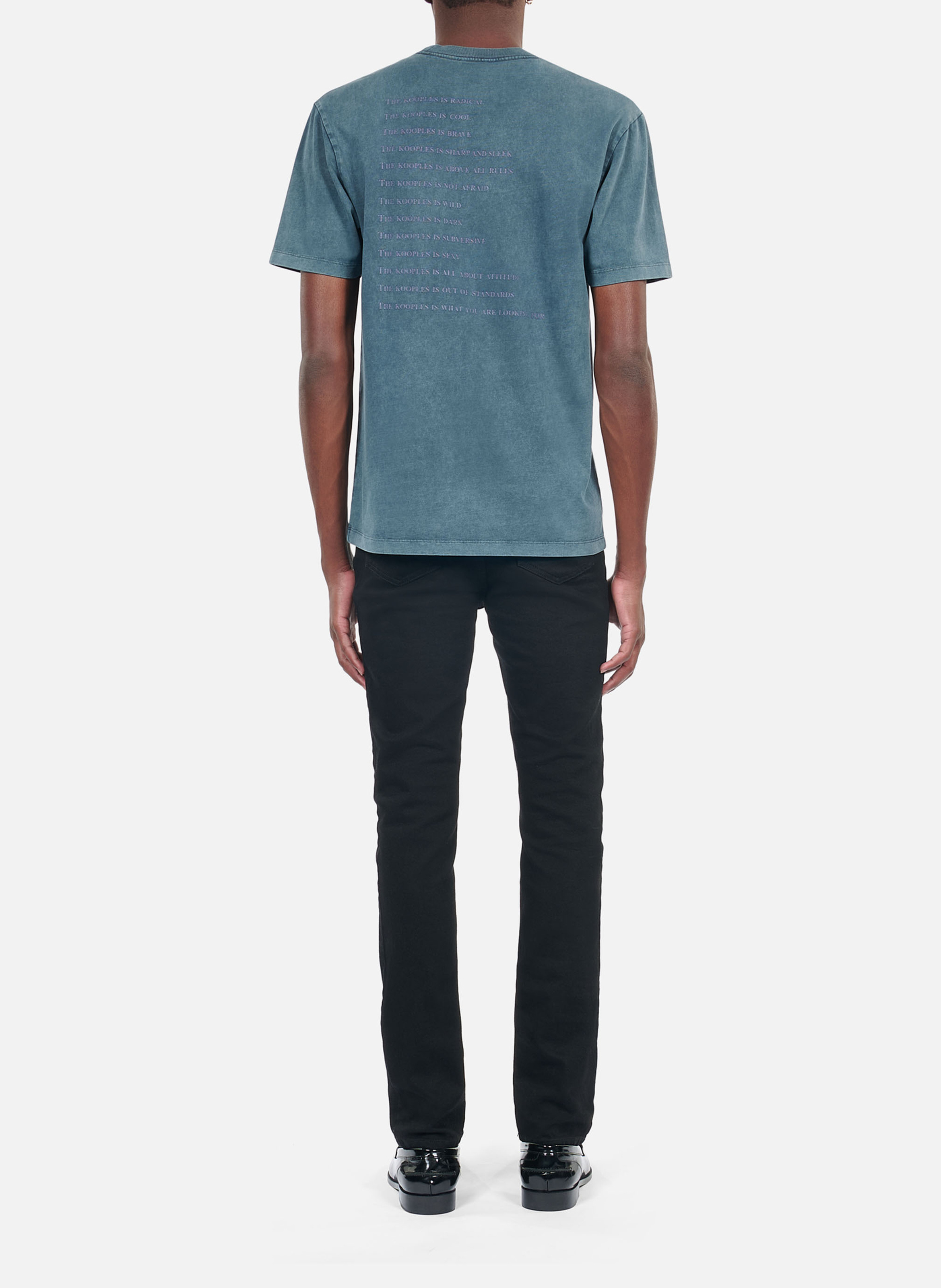 Tee-shirt col rond droit en coton sérigraphié THE KOOPLES Bleu