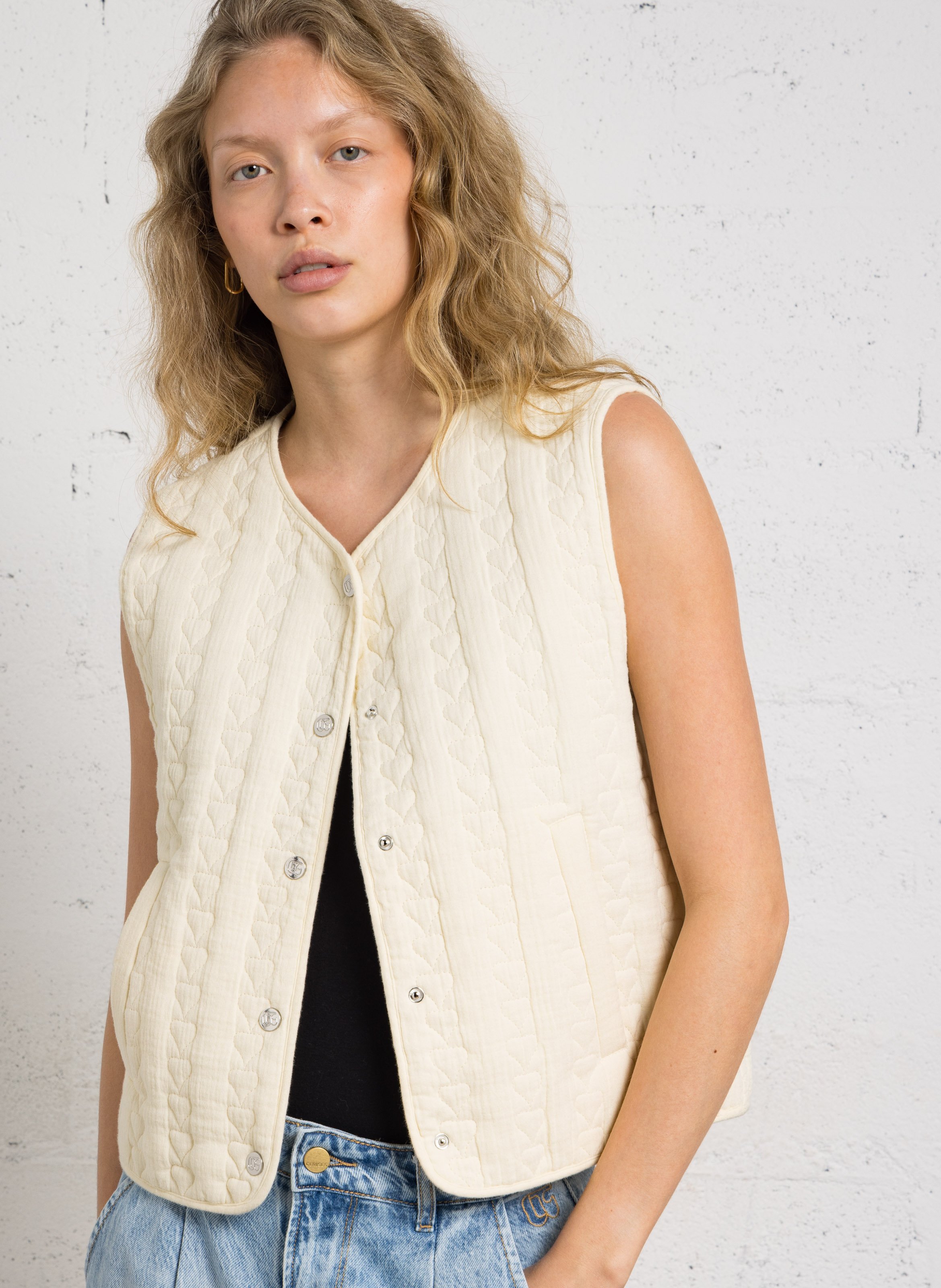 Round-neck cotton jacket LE TEMPS DES CERISES Blue