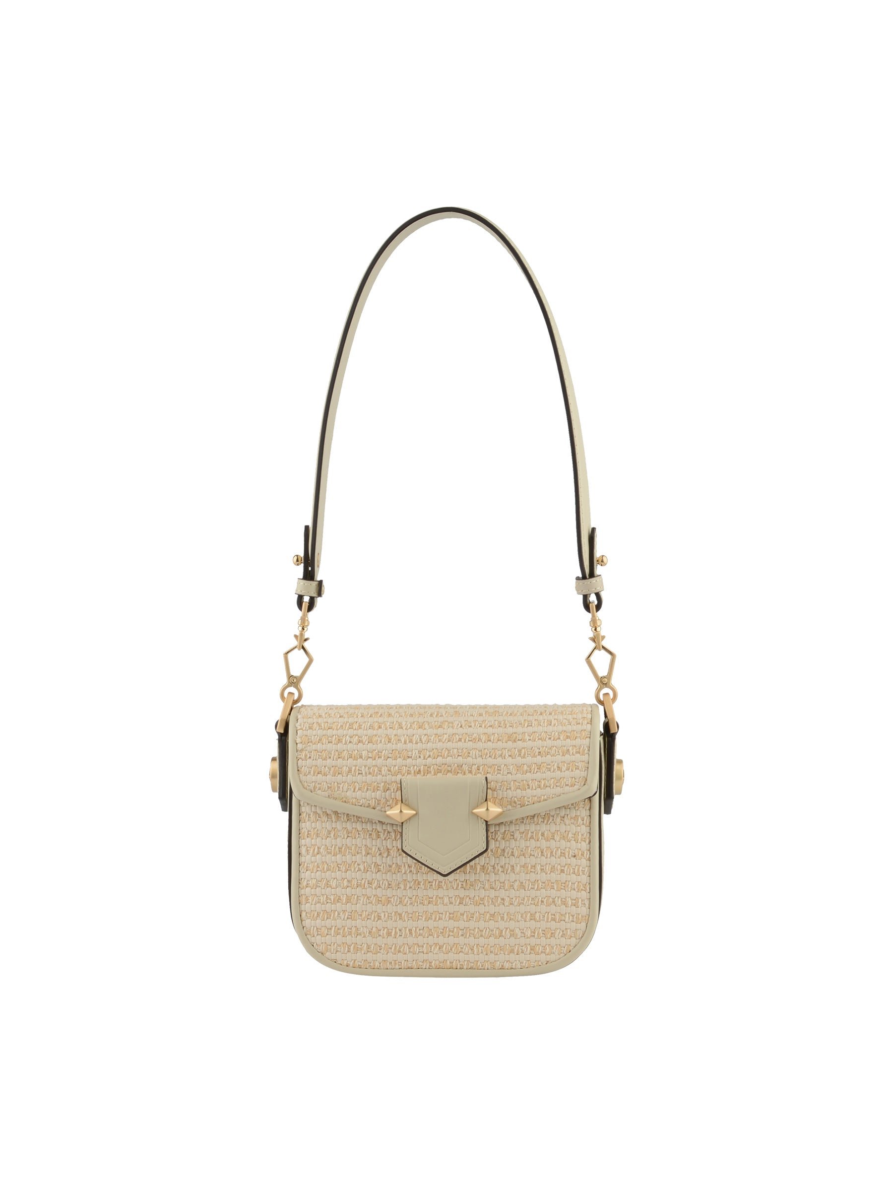 Calfskin leather shoulder bag POURCHET Beige