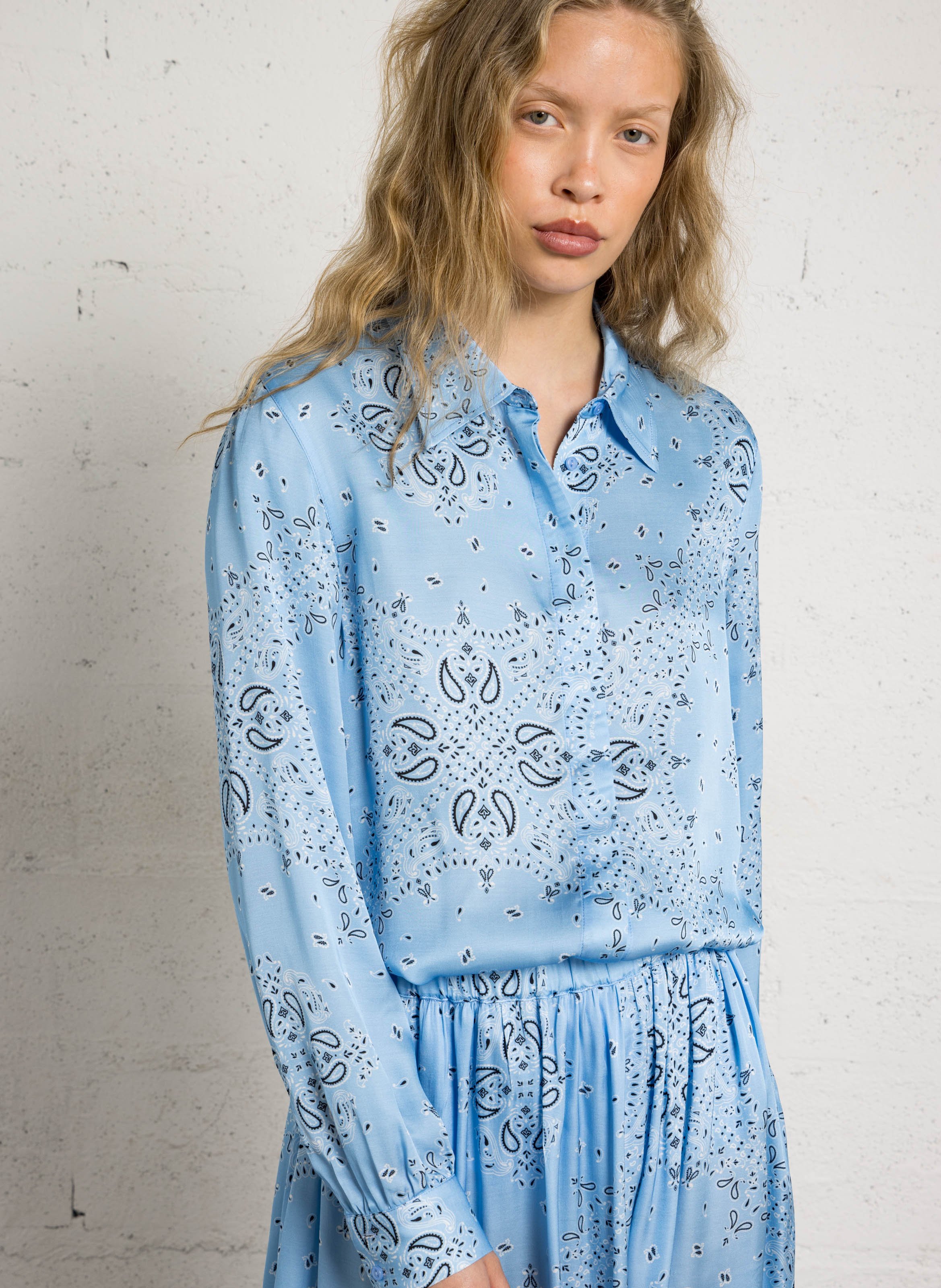 Chemise droite col classique imprimée BERENICE Bleu