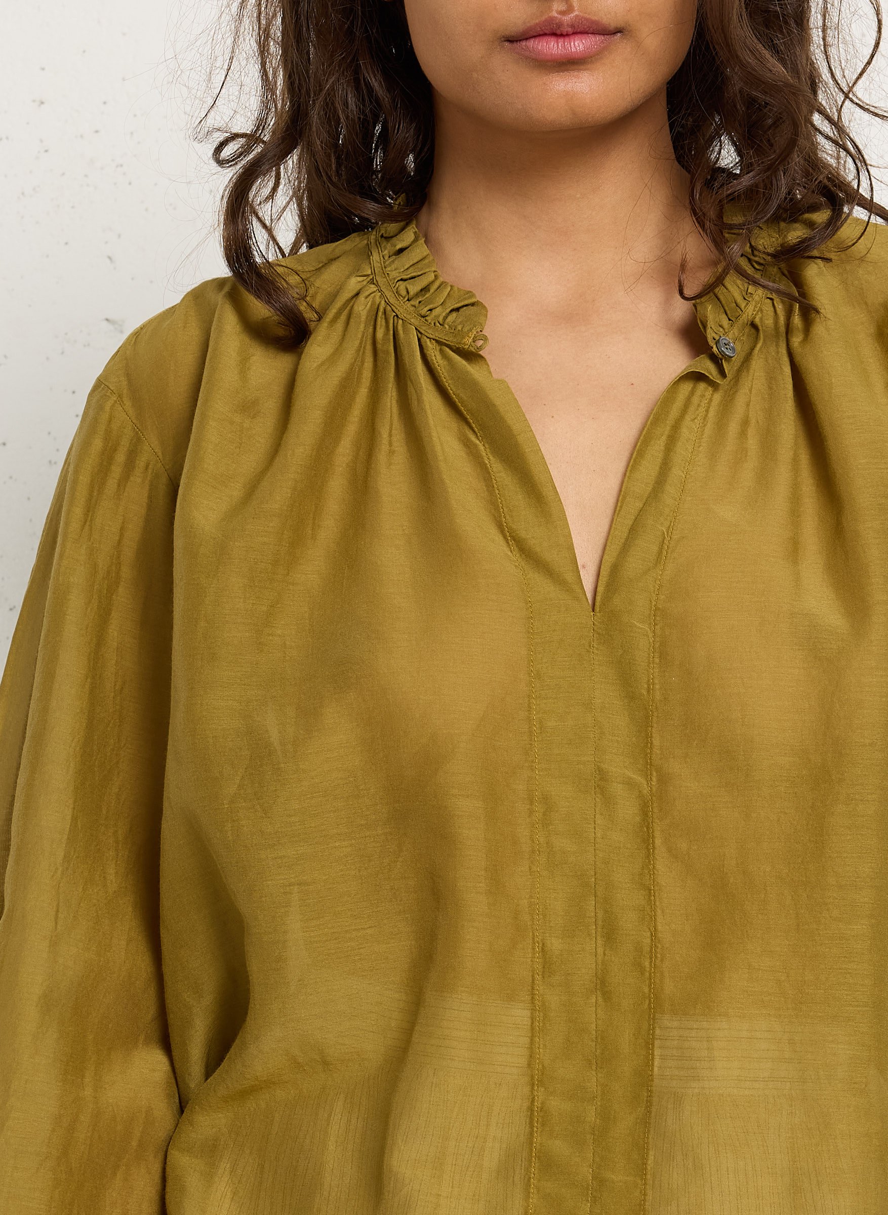 Short-sleeved plain tunic top POMANDERE Green