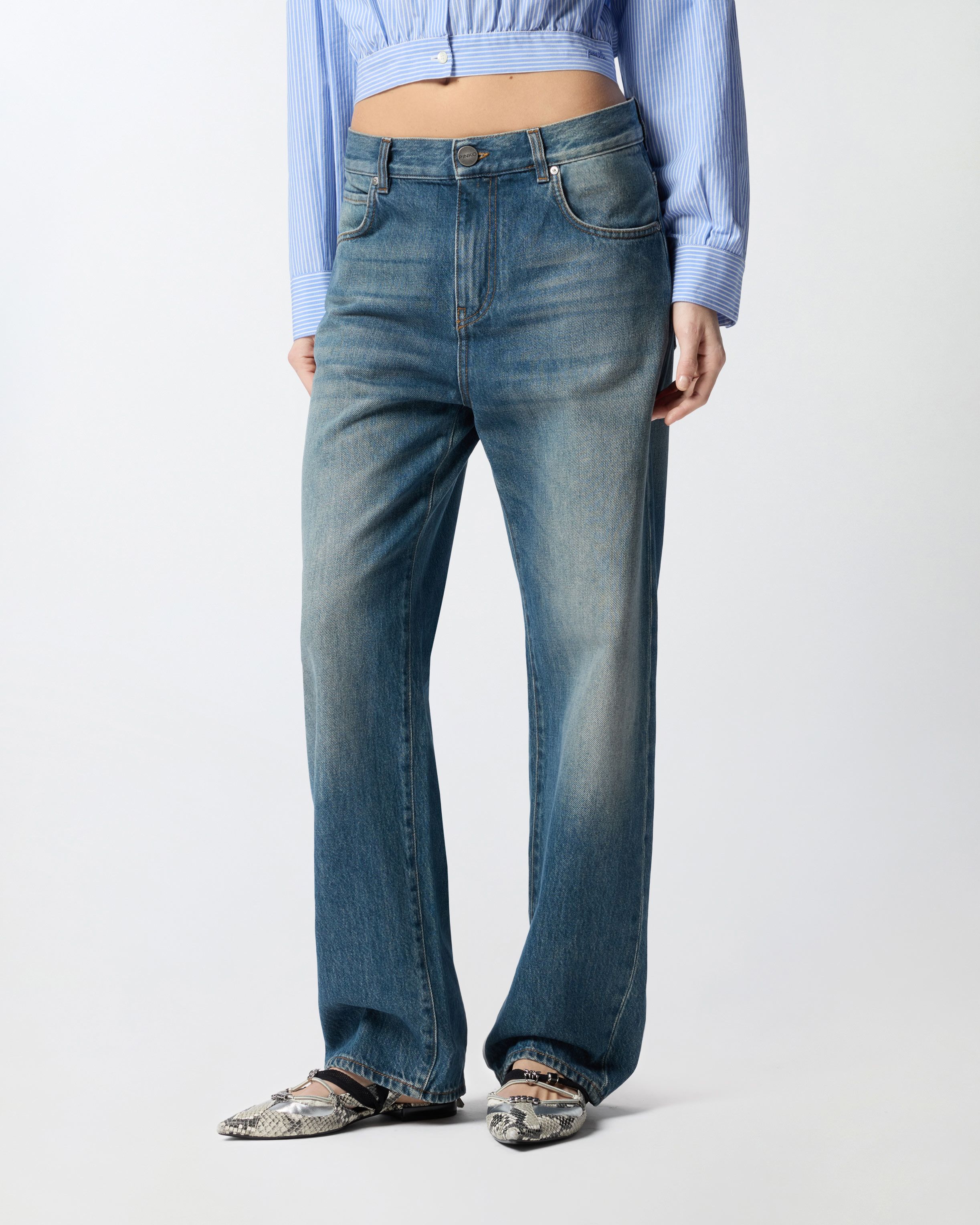 Jean loose avec fermetures zippées au dos PINKO Bleu