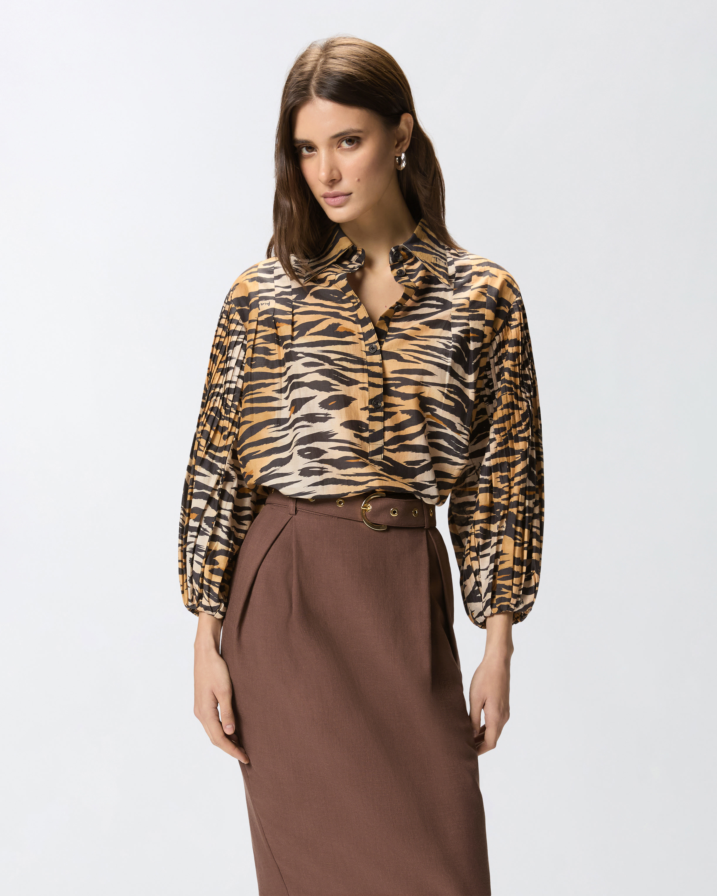 Blouse en soie et coton à imprimé animalier PINKO Multicolore