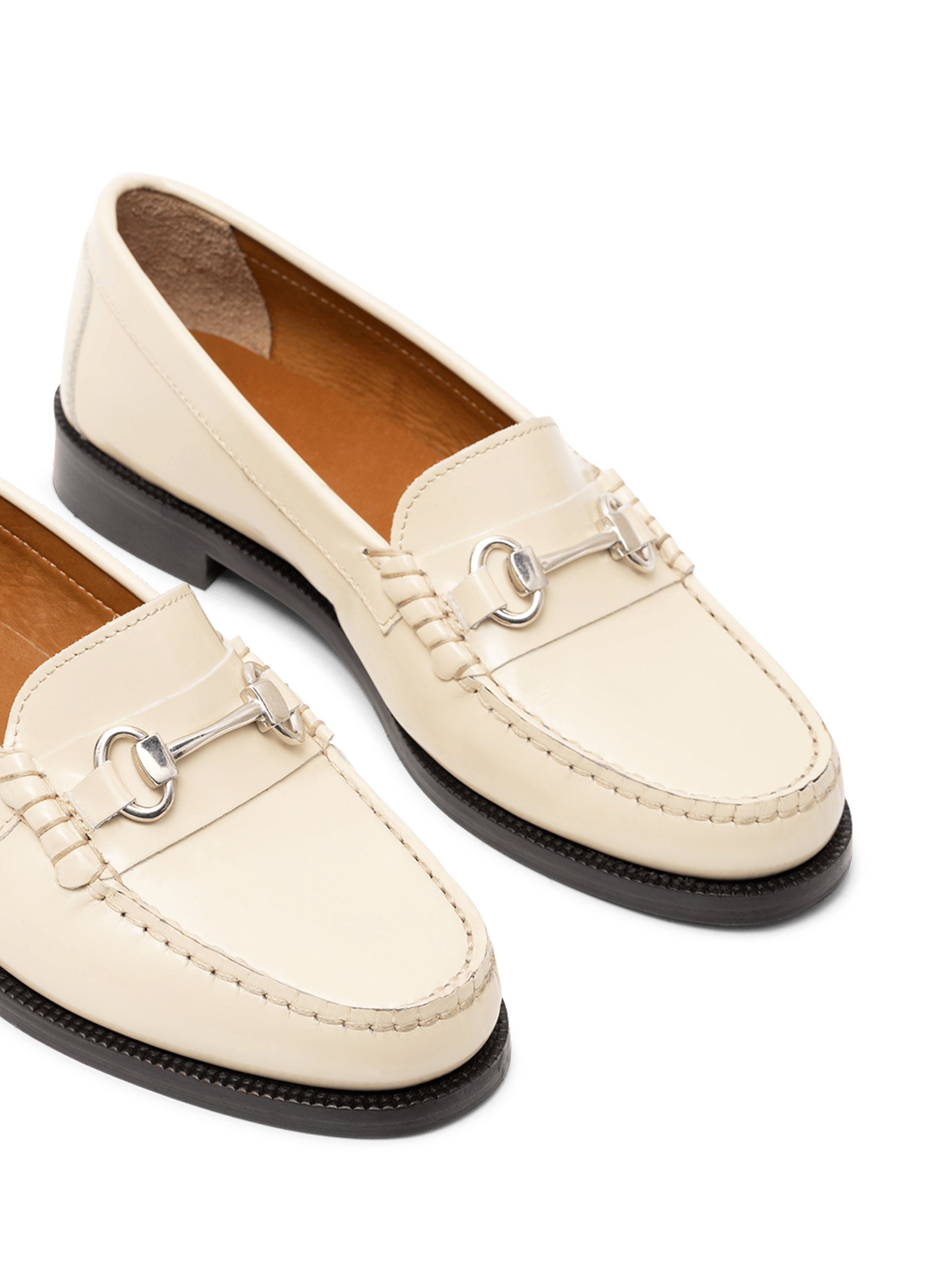 Brushed leather latte loafers PARALLELE PARIS White