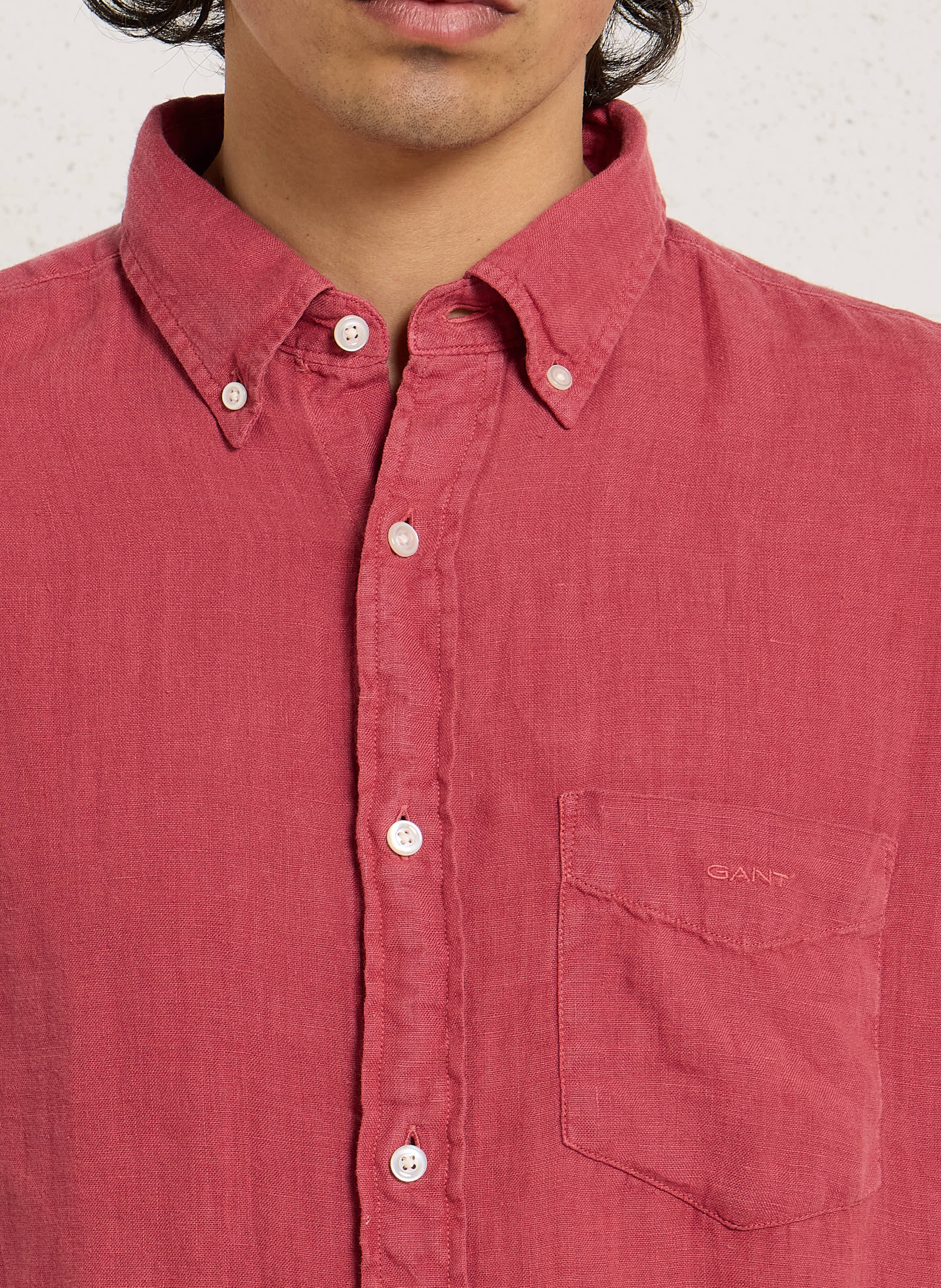 Chemise droite col classique en lin GANT Rouge