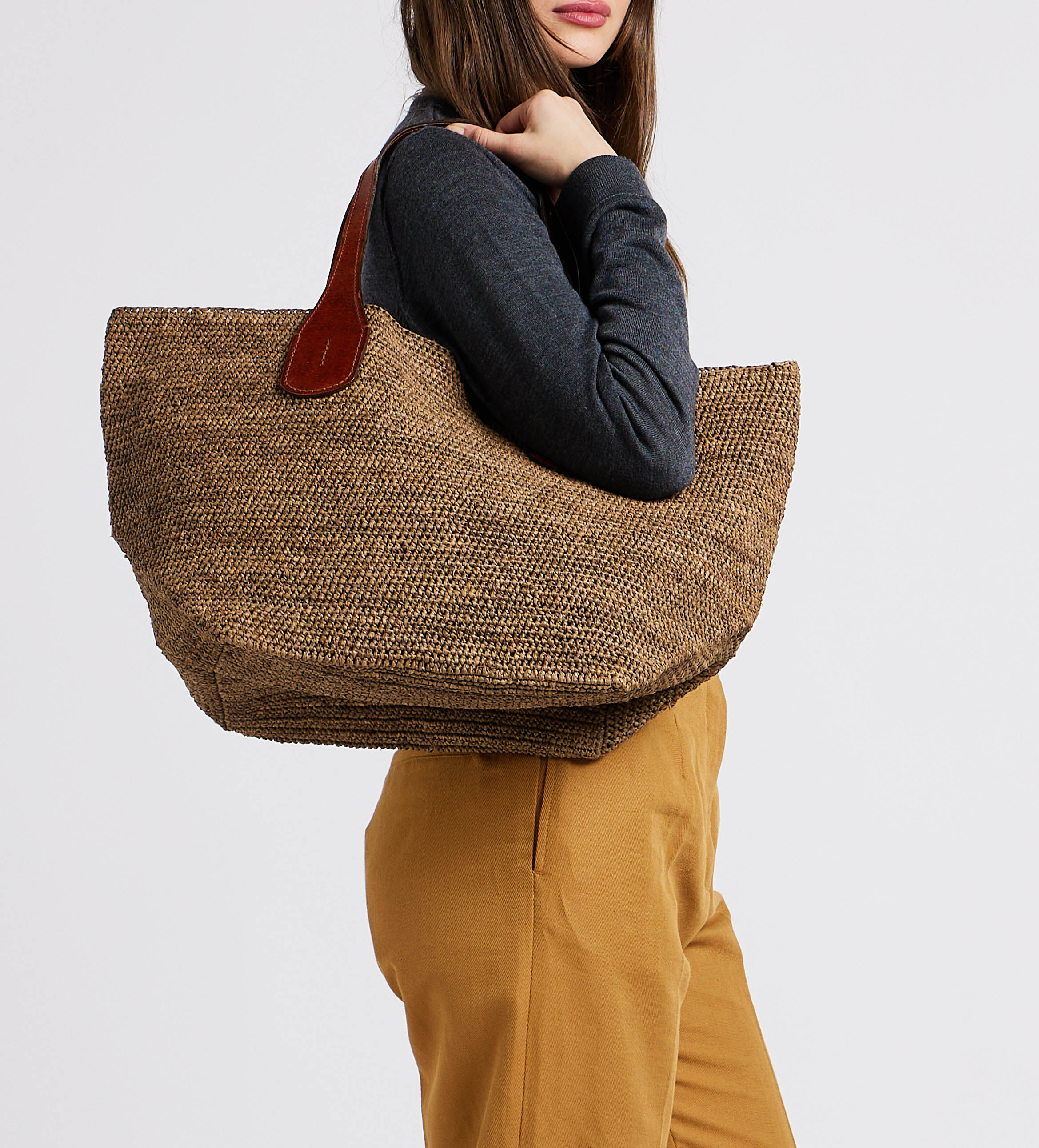 Sac cabas en raphia IBELIV Marron