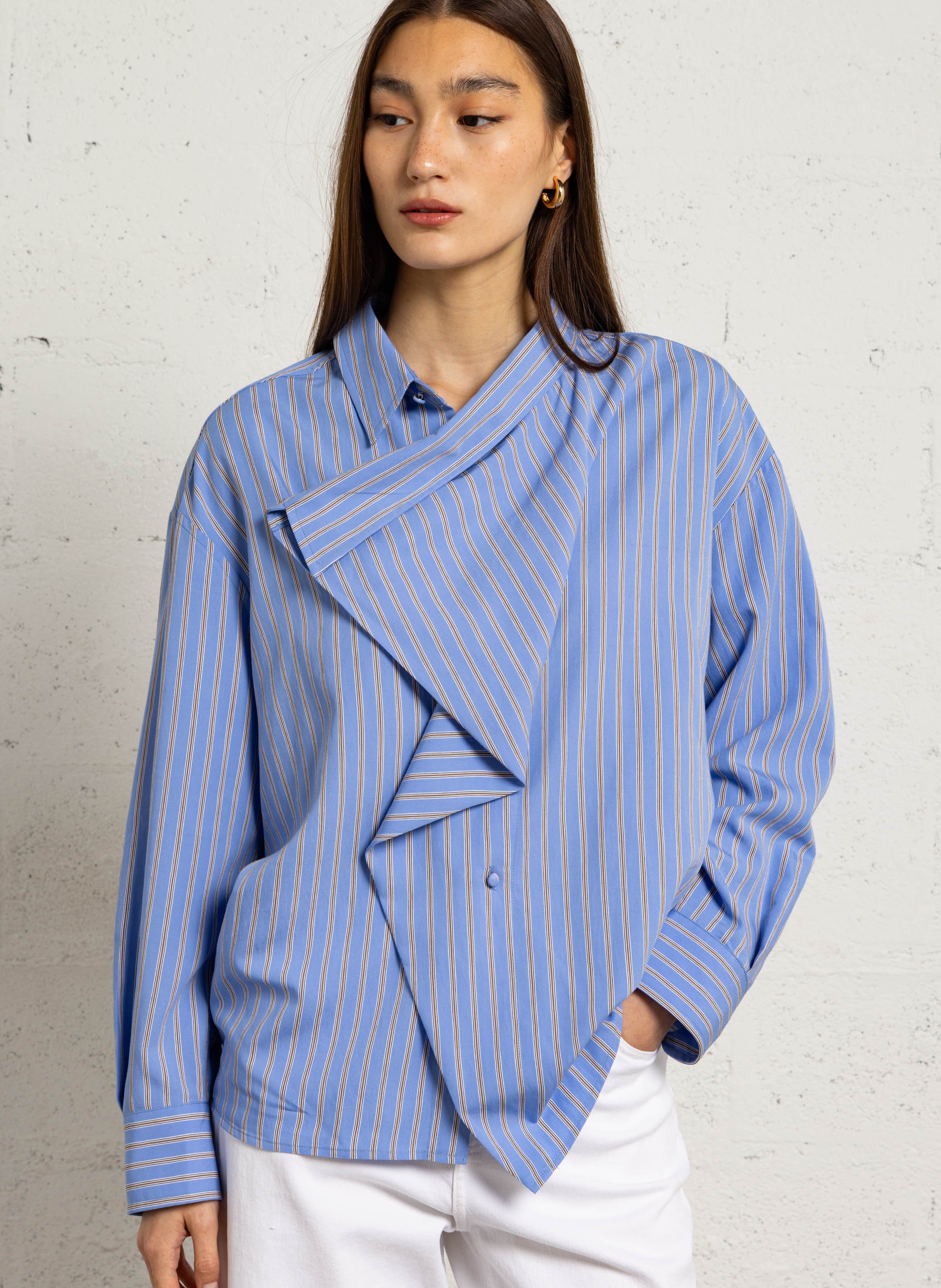 Chemise asymétrique à col drapé MARGAUX LONNBERG Bleu