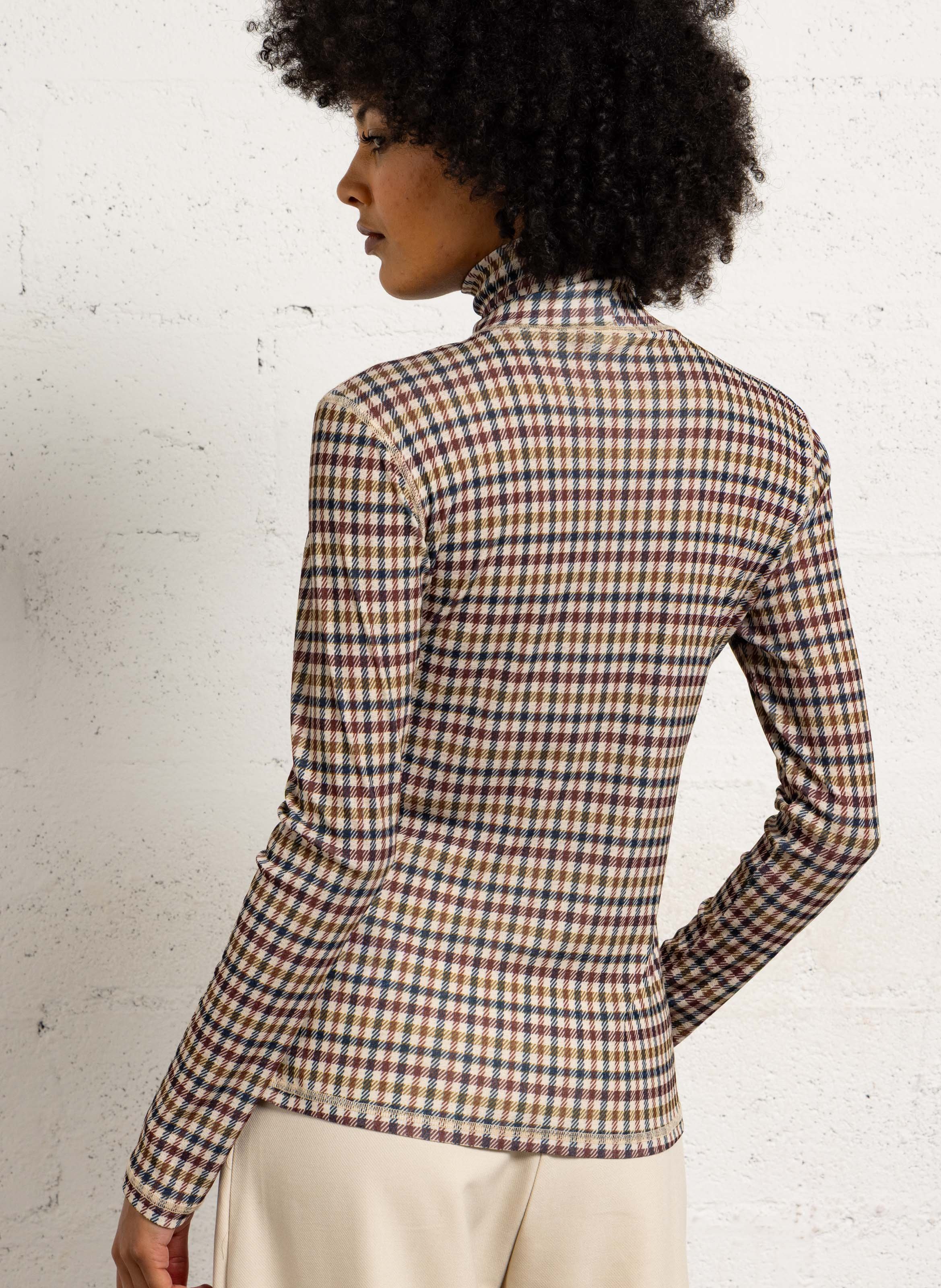 Sous-pull droit col montant imprimé SUNCOO Marron