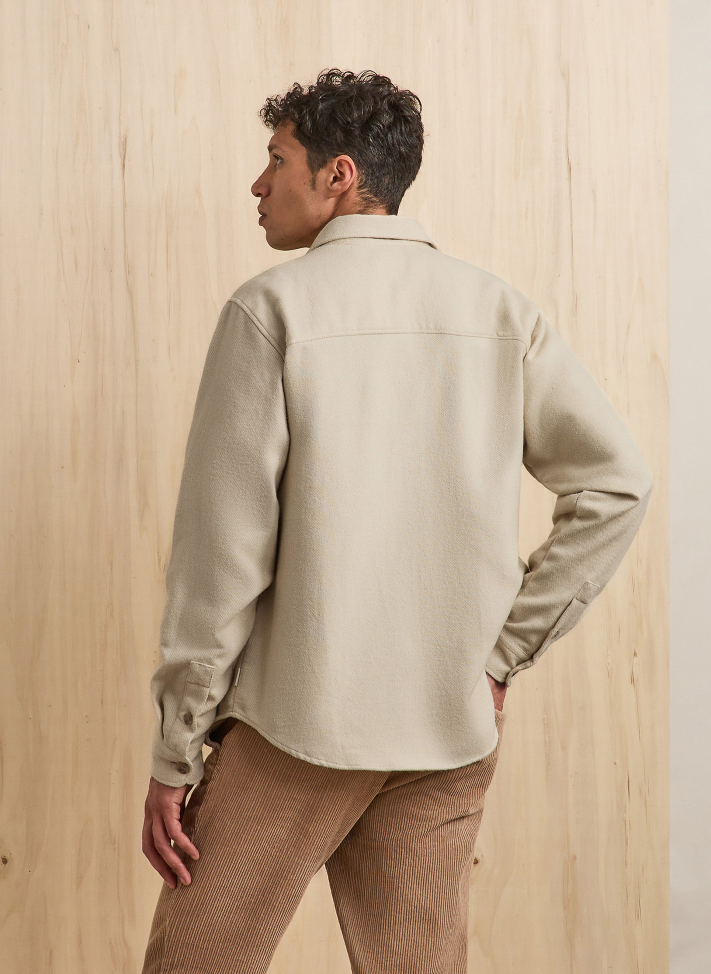 Chemise droite unie en coton FAGUO Beige