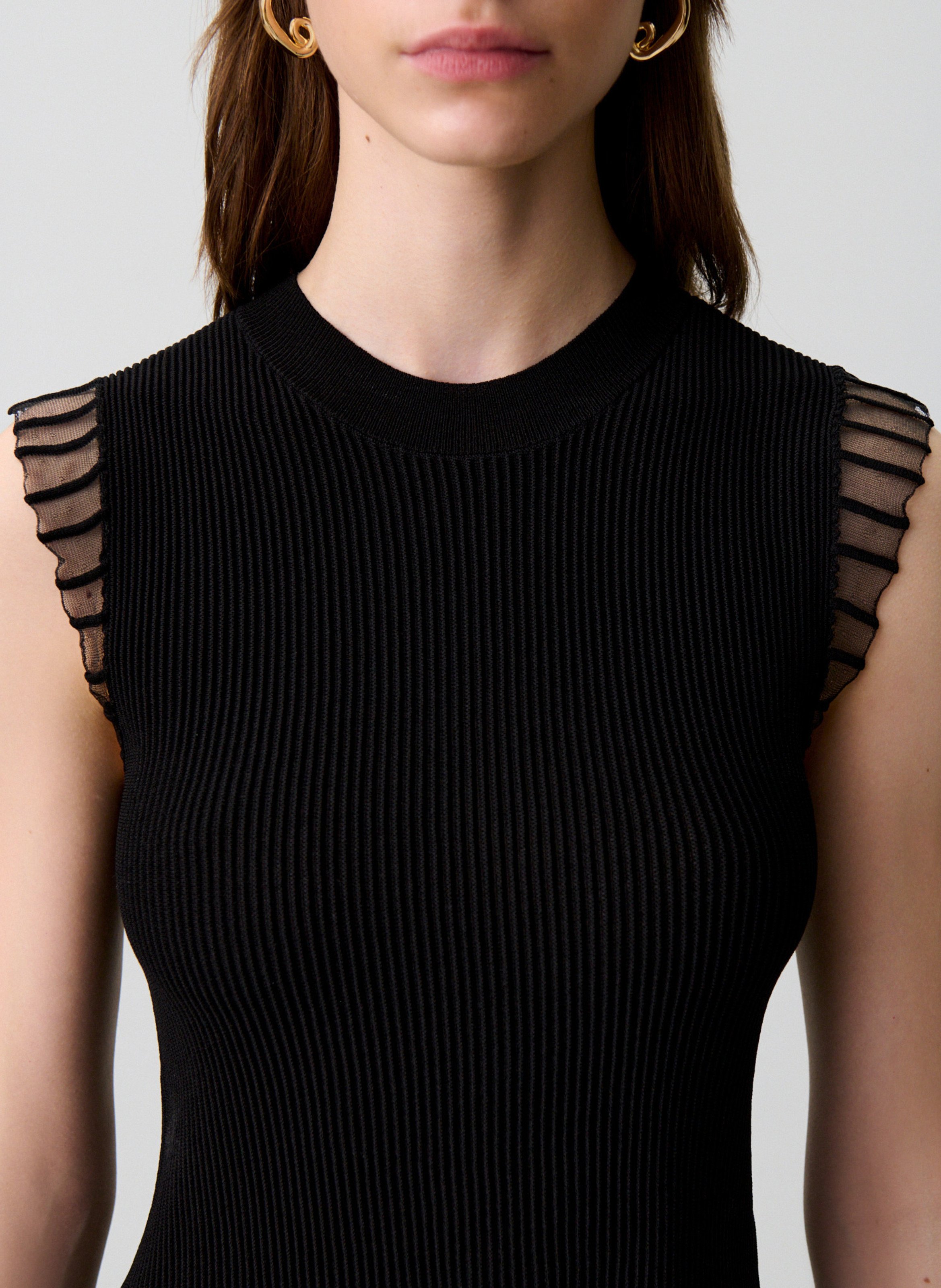 Pull droit côtelé CLAUDIE PIERLOT Noir