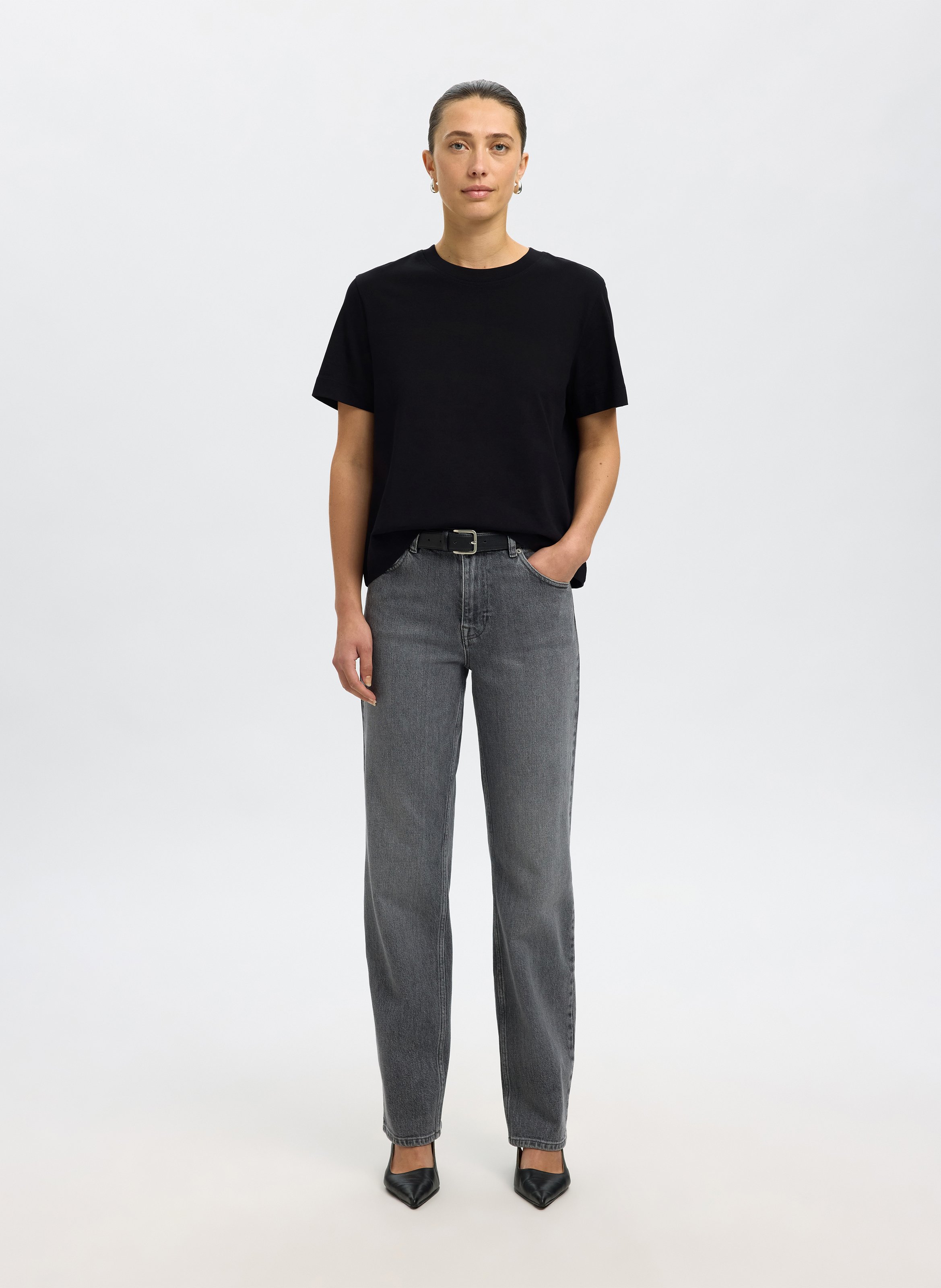 Oversized T-shirt van biokatoen SELECTED Zwart