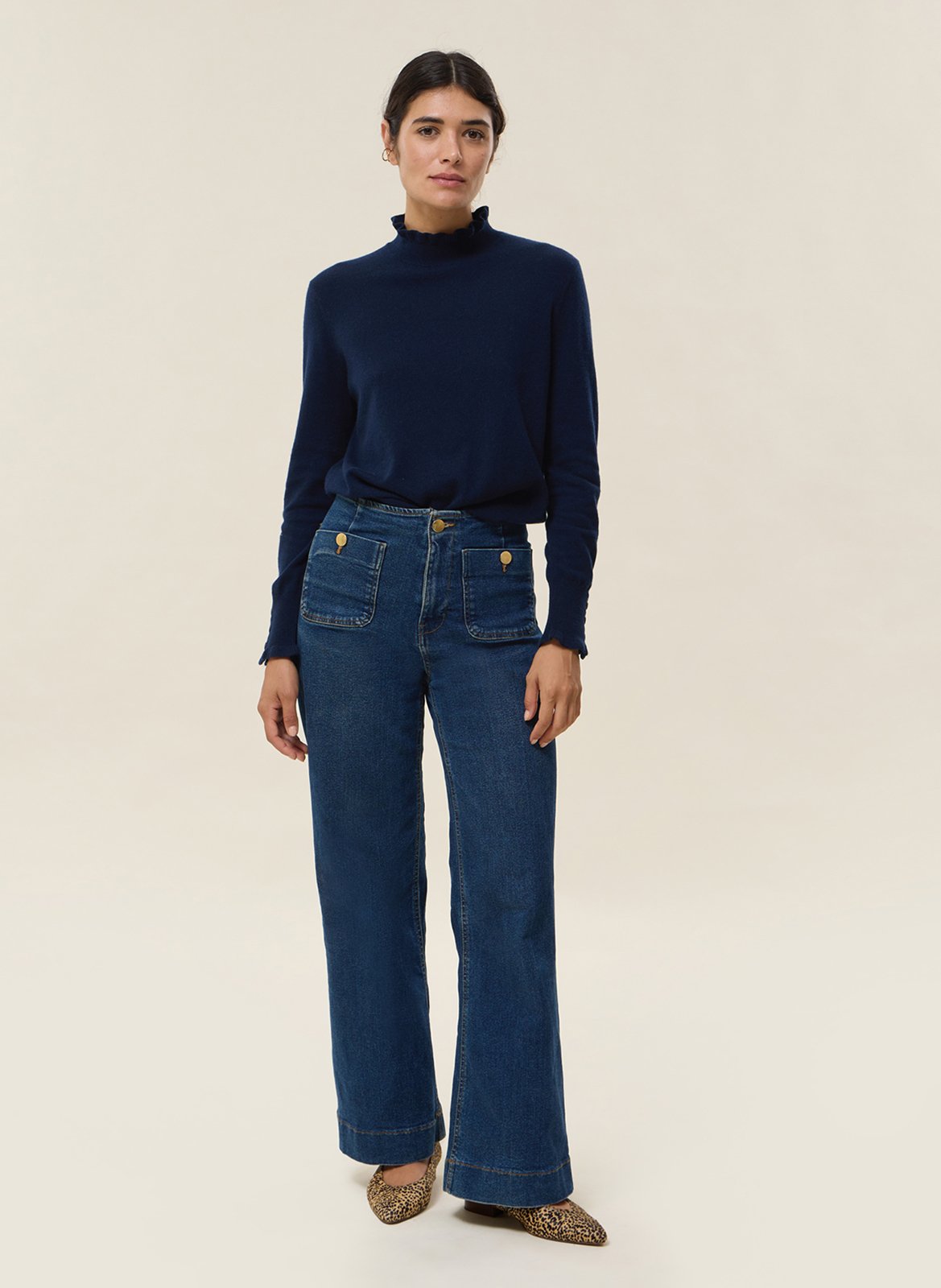 Pull col montant en cachemire | Blauw HIRCUS Dames